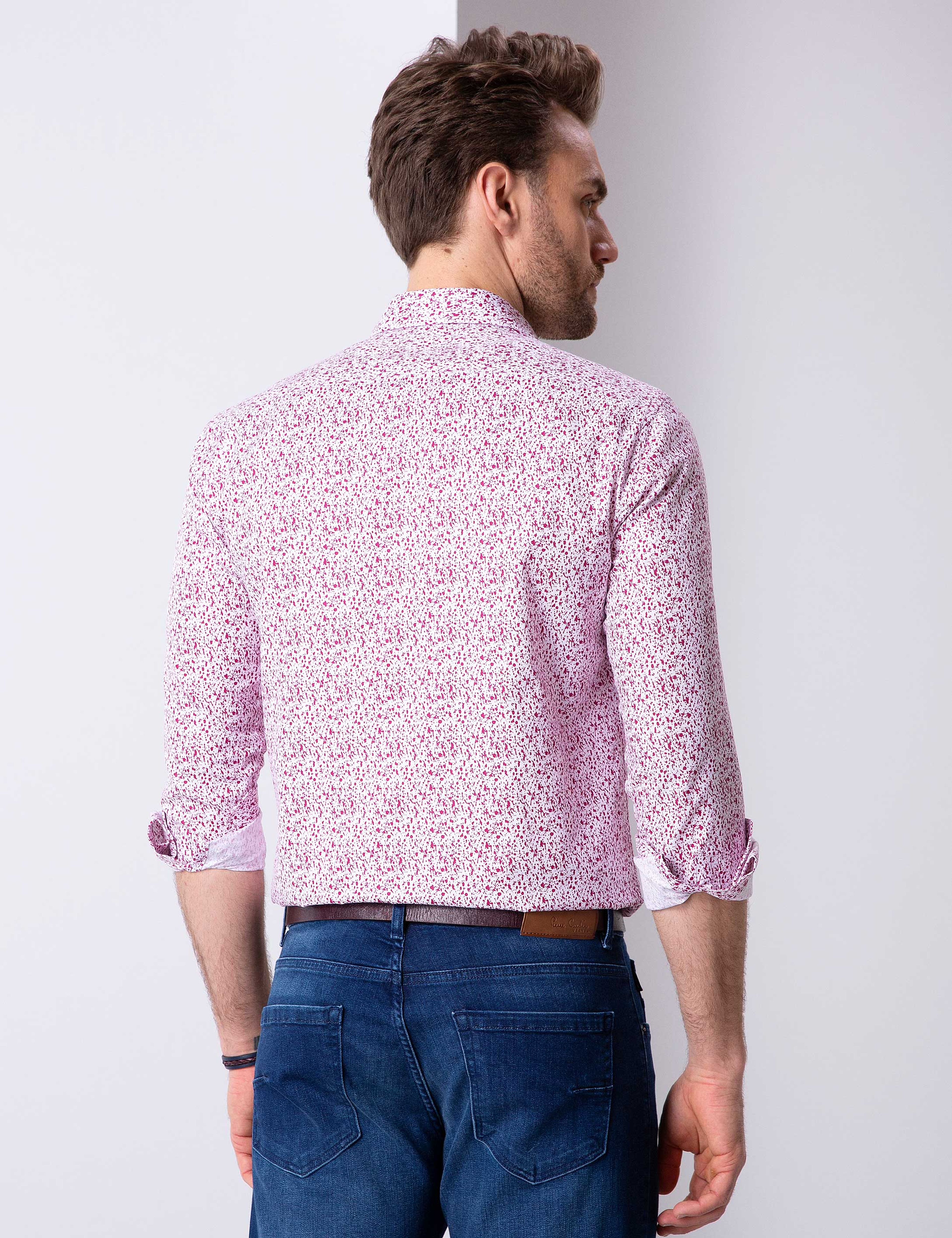 Bordo Slim Fit Uzun Kollu Gömlek
