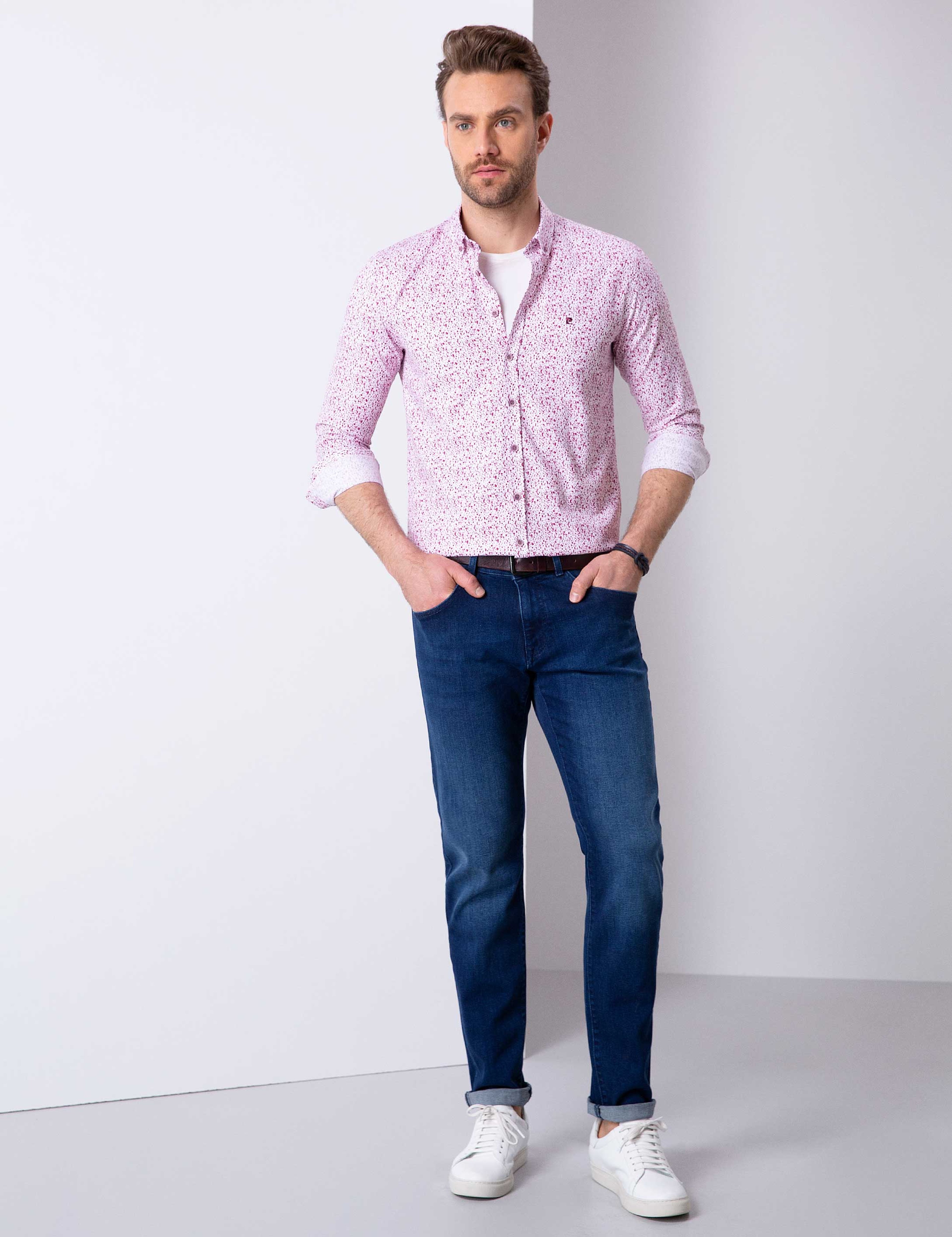 Bordo Slim Fit Uzun Kollu Gömlek - Image 3