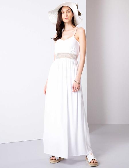 Beyaz Rahat Kesim Dokuma Elbise - 50202853003