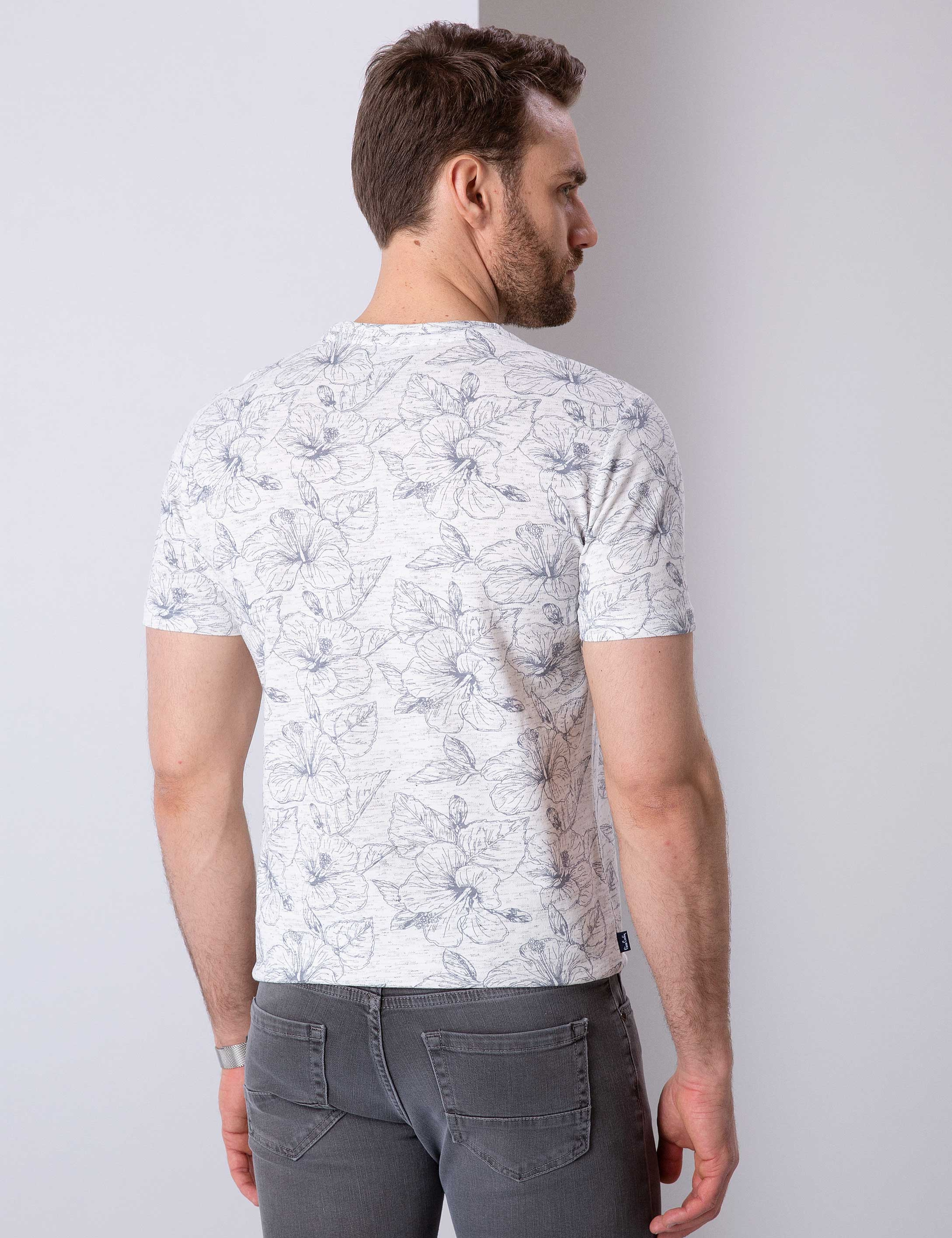Beyaz Slim Fit Bisiklet Yaka T-Shirt