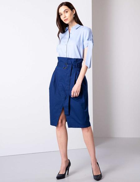 Lacivert Yırtmaç Detaylı Etek - 50203407023