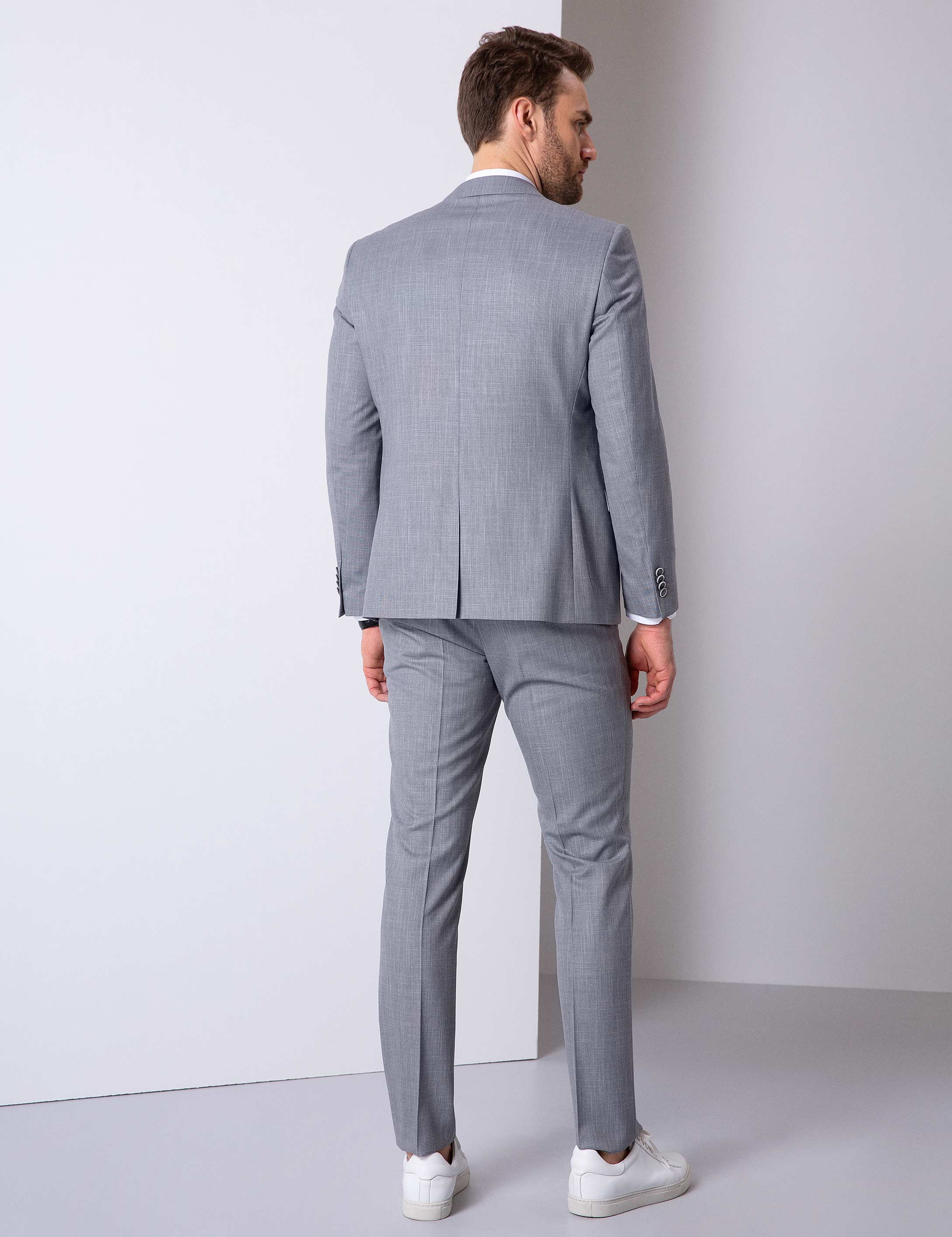 Gri Slim Fit Takım Elbise - Image 3