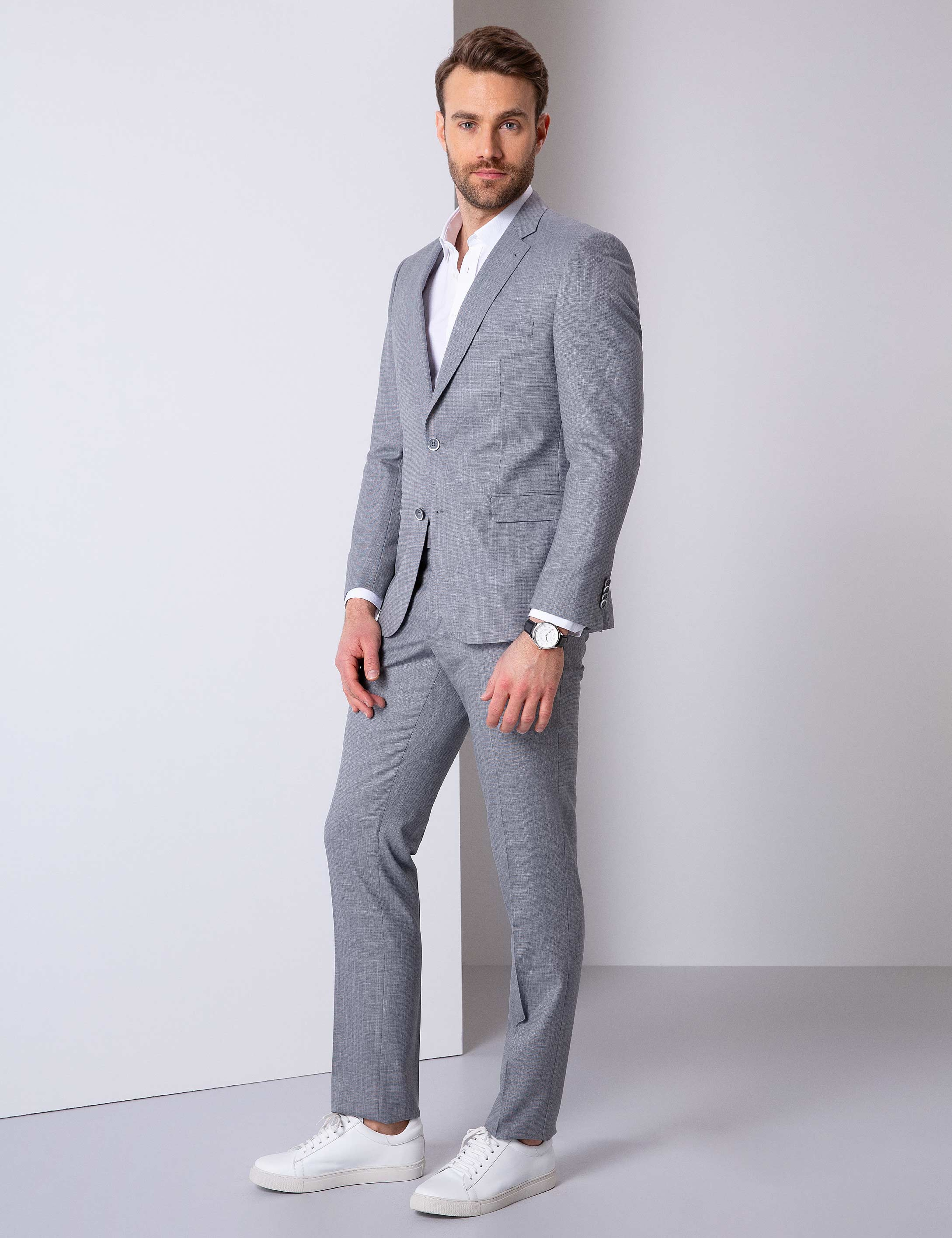 Gri Slim Fit Takım Elbise