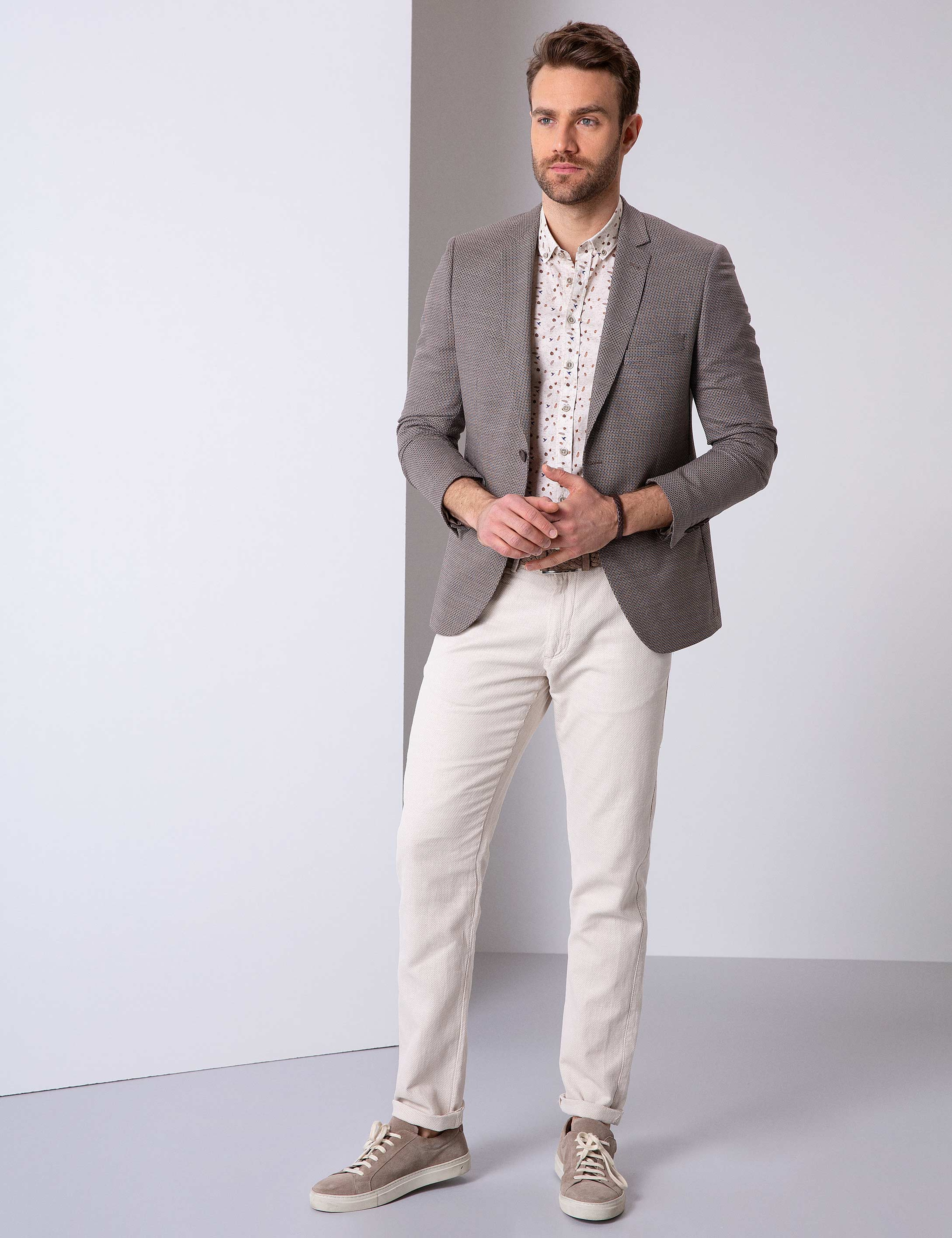 Kahverengi Ekstra Slim Fit Ceket - Image 3