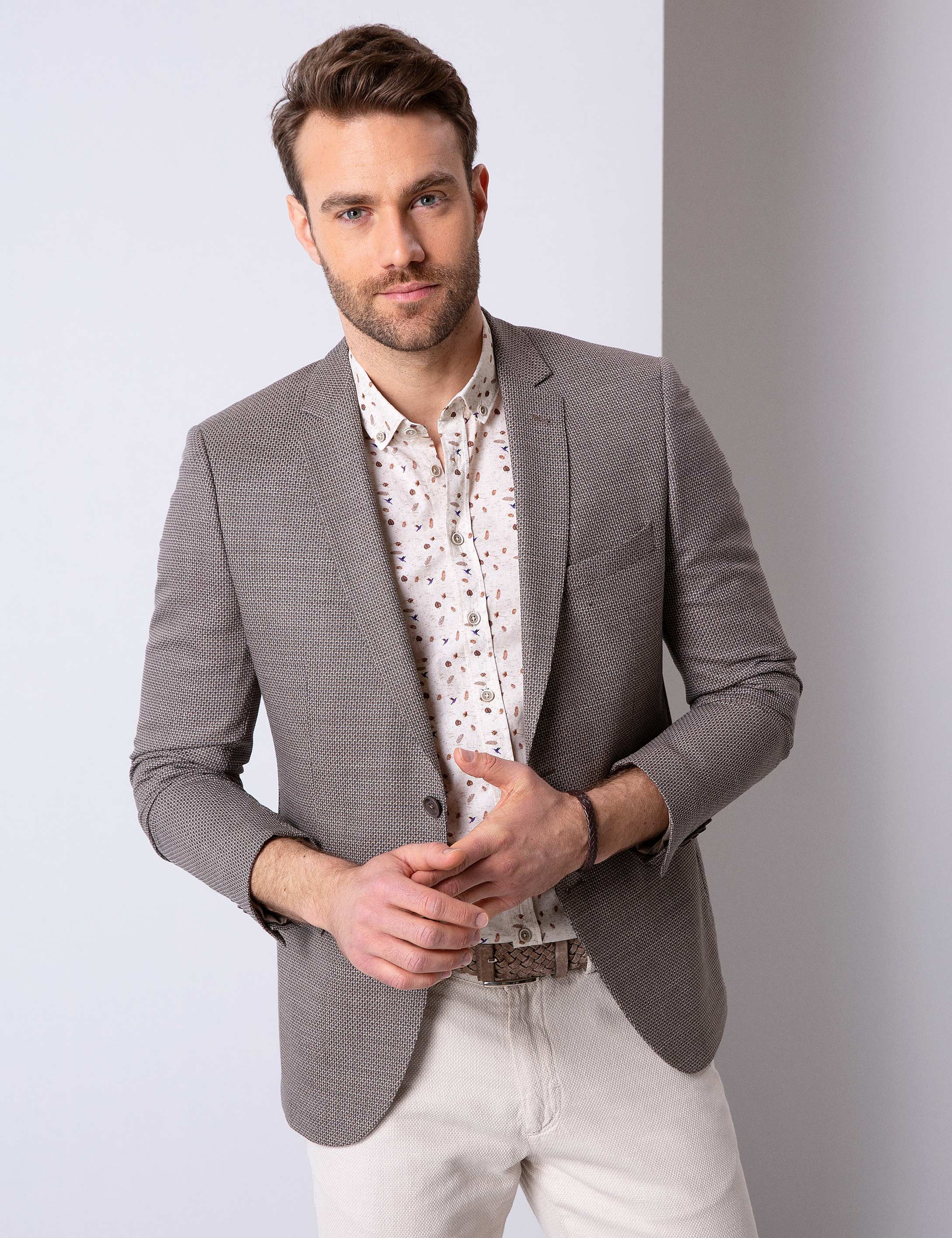 Kahverengi Ekstra Slim Fit Ceket - Image 1