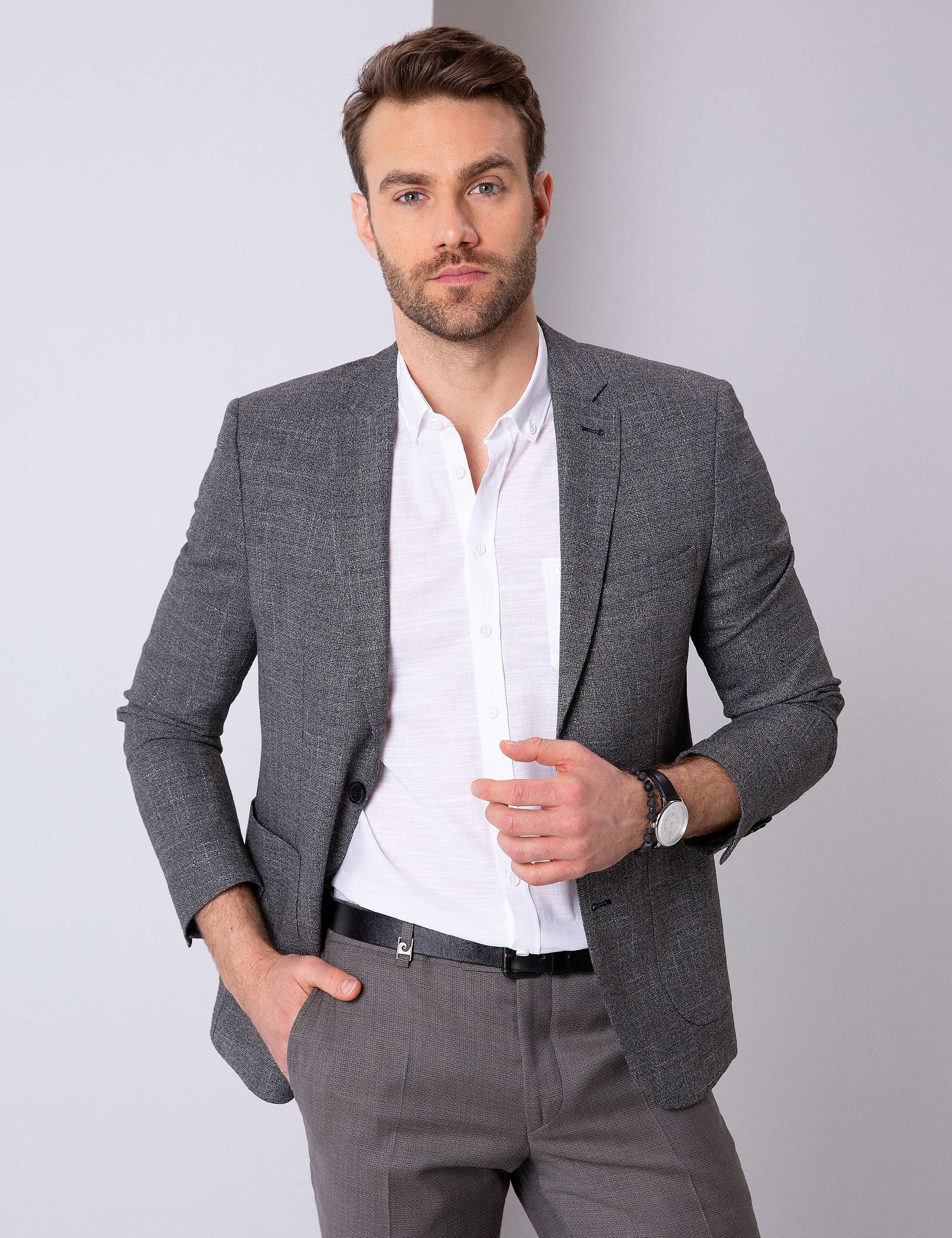 Siyah Slim Fit Ceket - Image 1