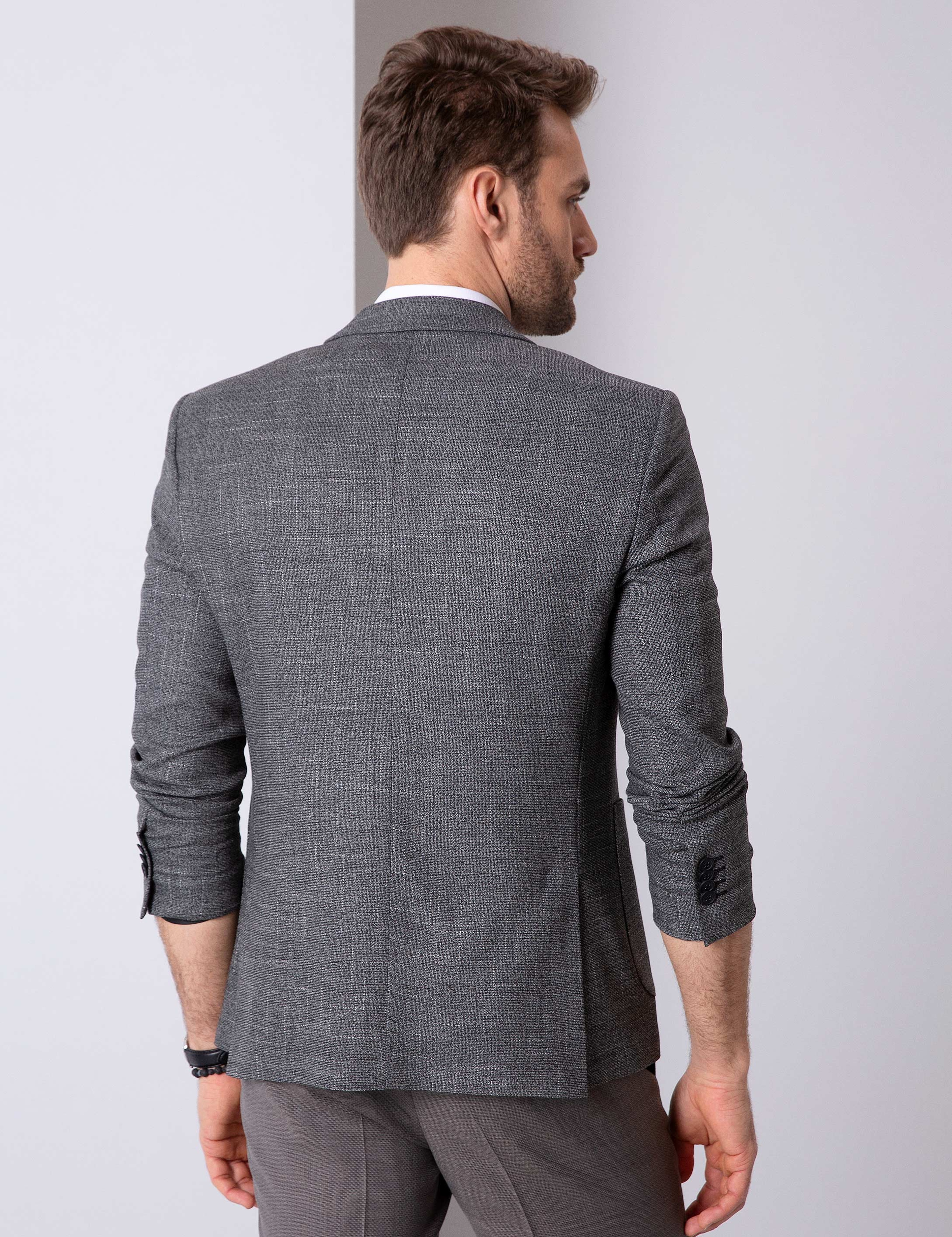 Siyah Slim Fit Ceket - Image 4
