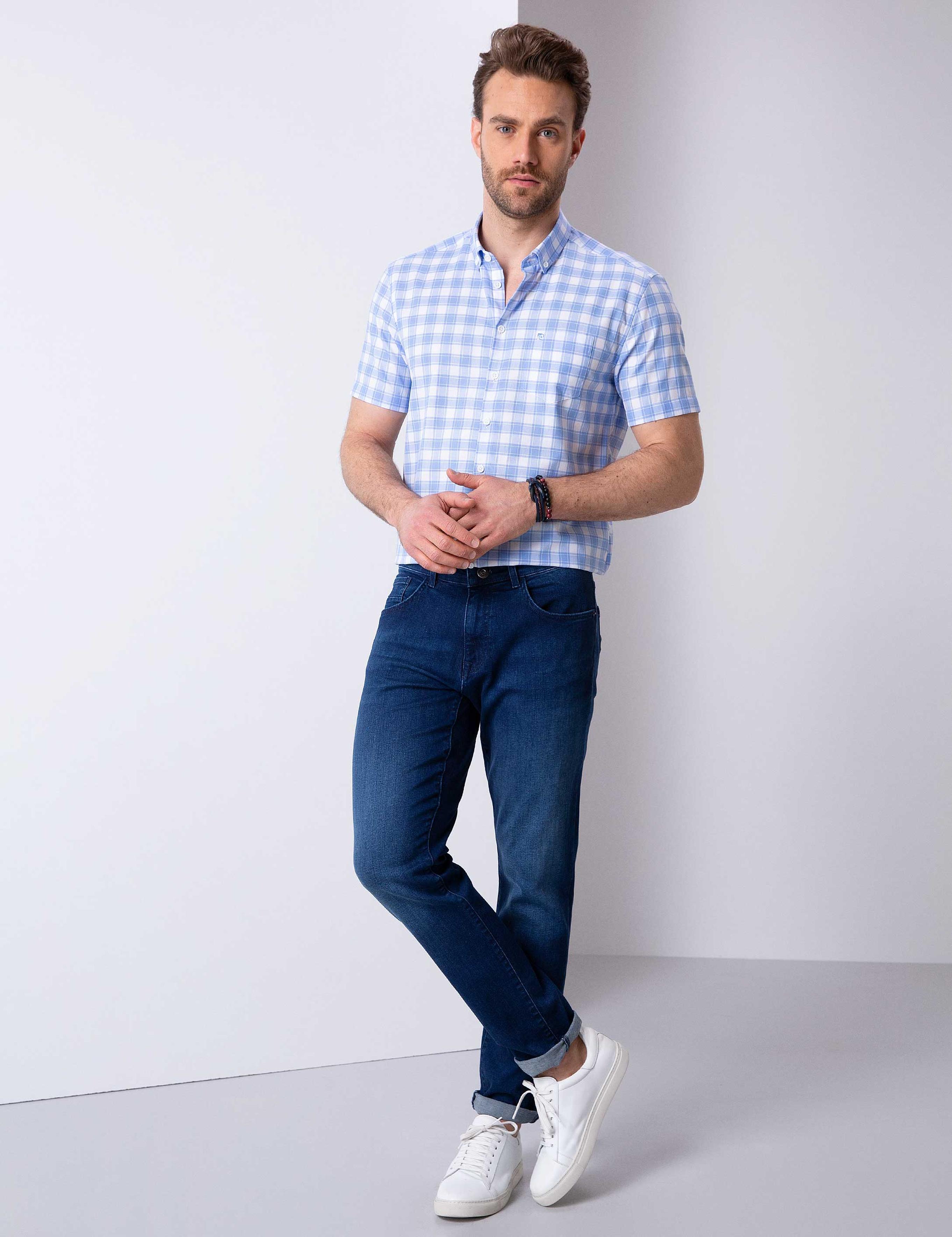 Açık Mavi Regular Fit Kısa Kollu Gömlek