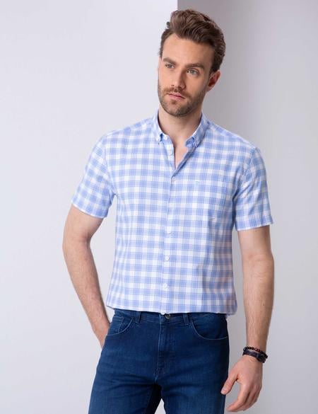 Açık Mavi Regular Fit Kısa Kollu Gömlek - 50203418007