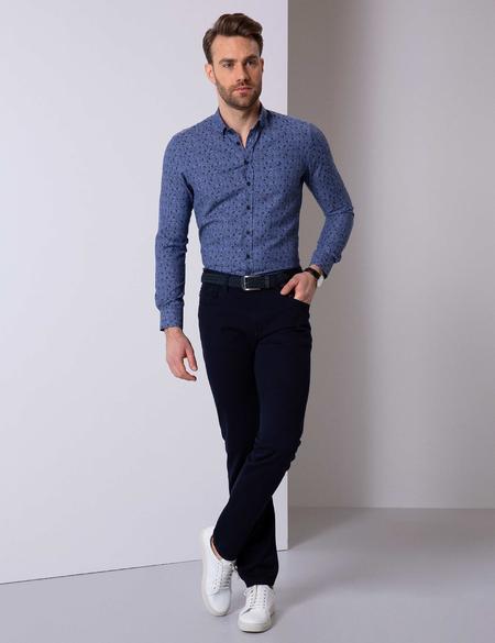 Lacivert Slim Fit Uzun Kollu Gömlek - 50203429023