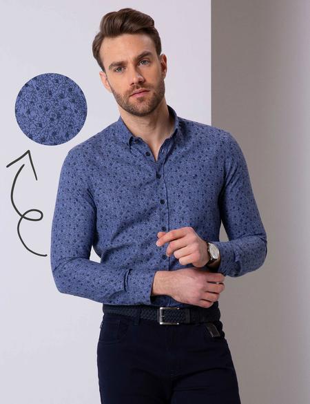 Lacivert Slim Fit Uzun Kollu Gömlek - 50203429023
