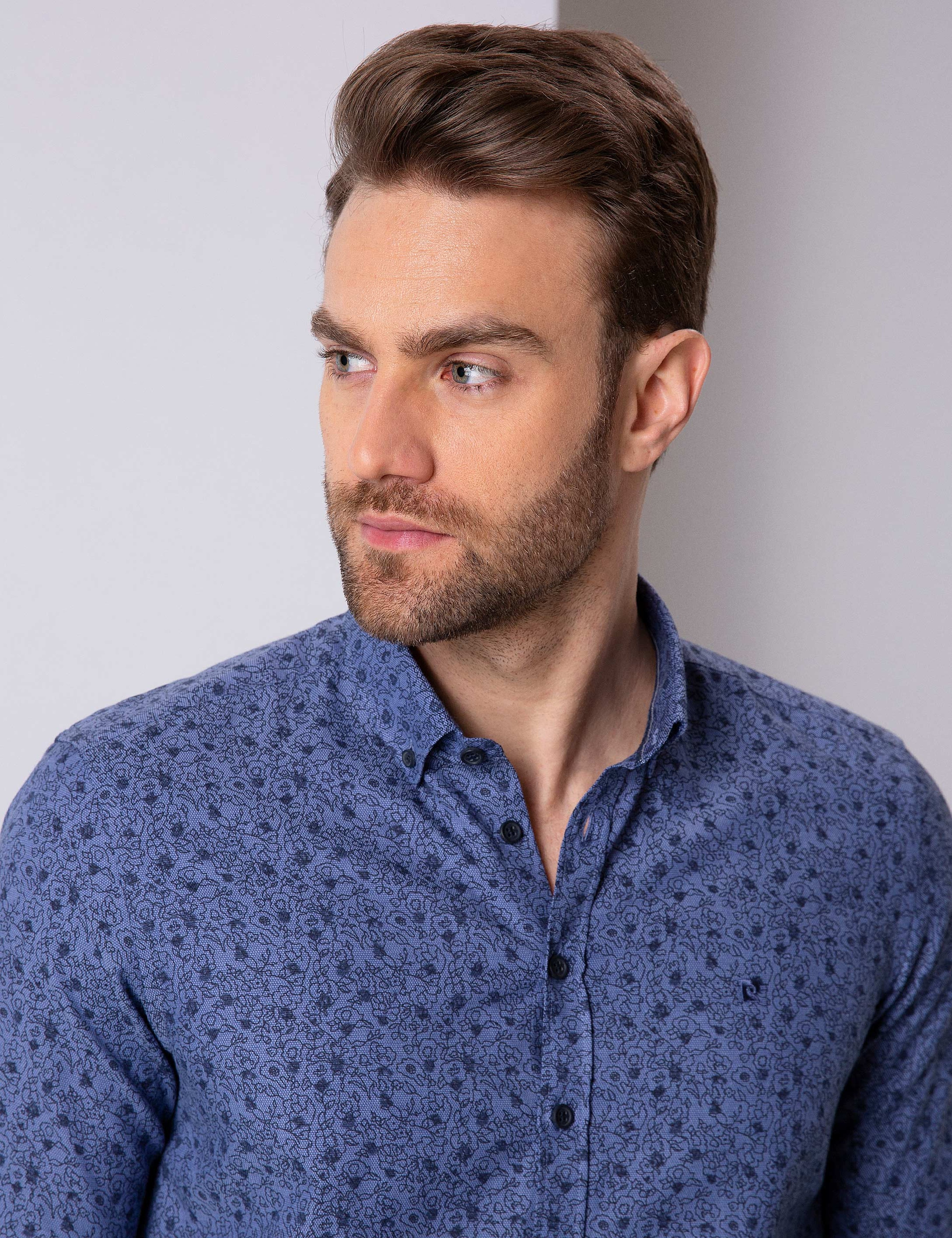 Lacivert Slim Fit Uzun Kollu Gömlek