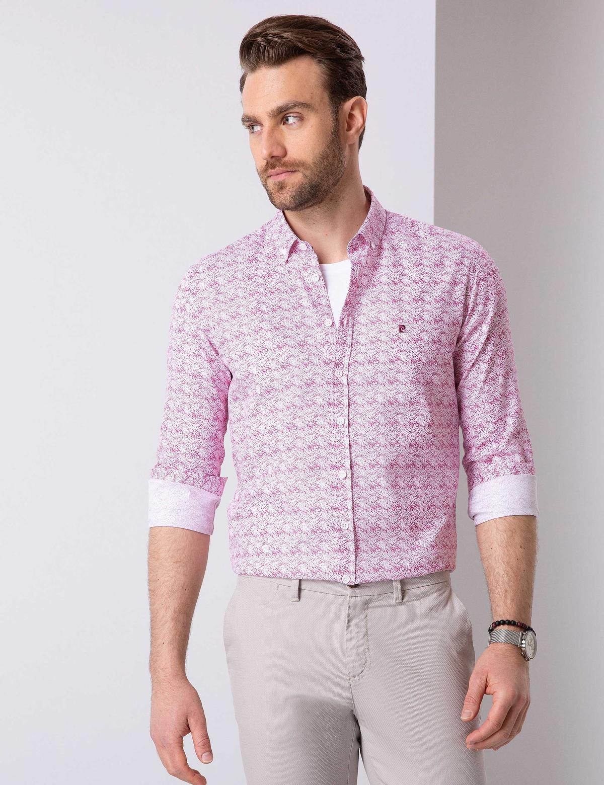 Bordo Slim Fit Uzun Kollu Gömlek