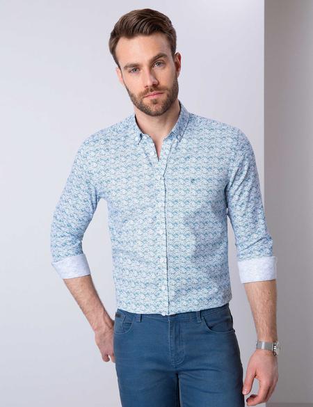 Petrol Slim Fit Uzun Kollu Gömlek - 50203441010