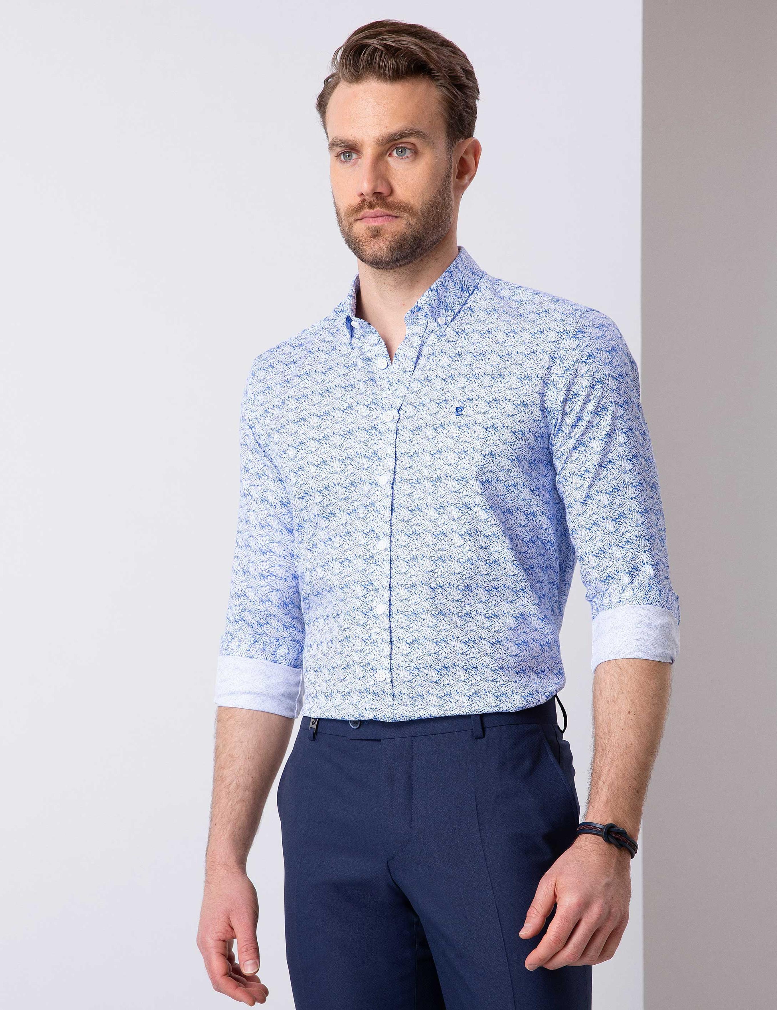 Mavi Slim Fit Uzun Kollu Gömlek