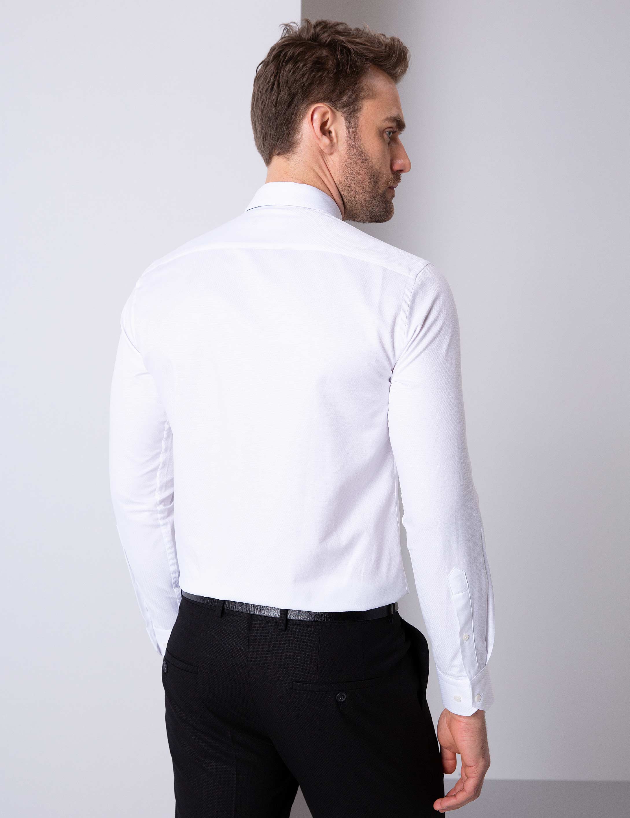 Beyaz Slim Fit Gömlek - Image 3