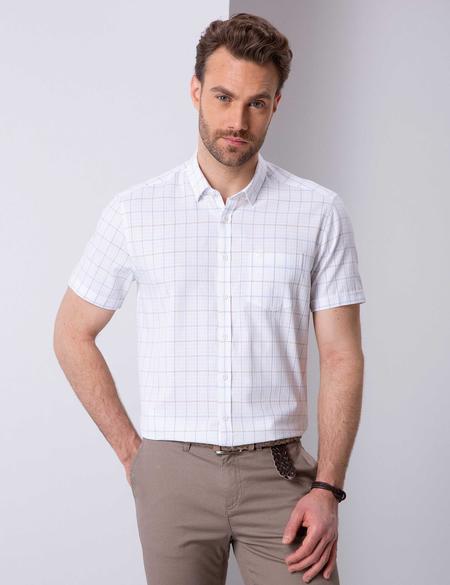 Beyaz Regular Fit Kısa Kollu Gömlek - 50203445005