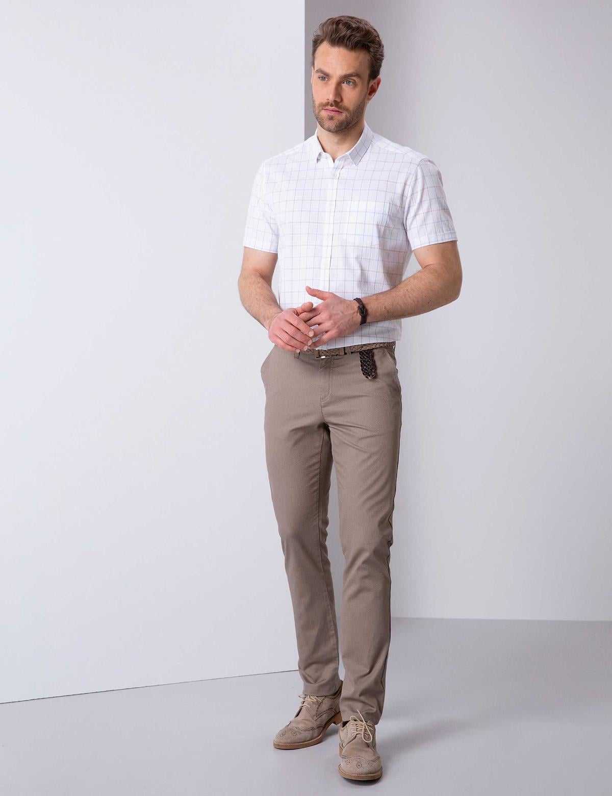 Beyaz Regular Fit Kısa Kollu Gömlek - 50203445005