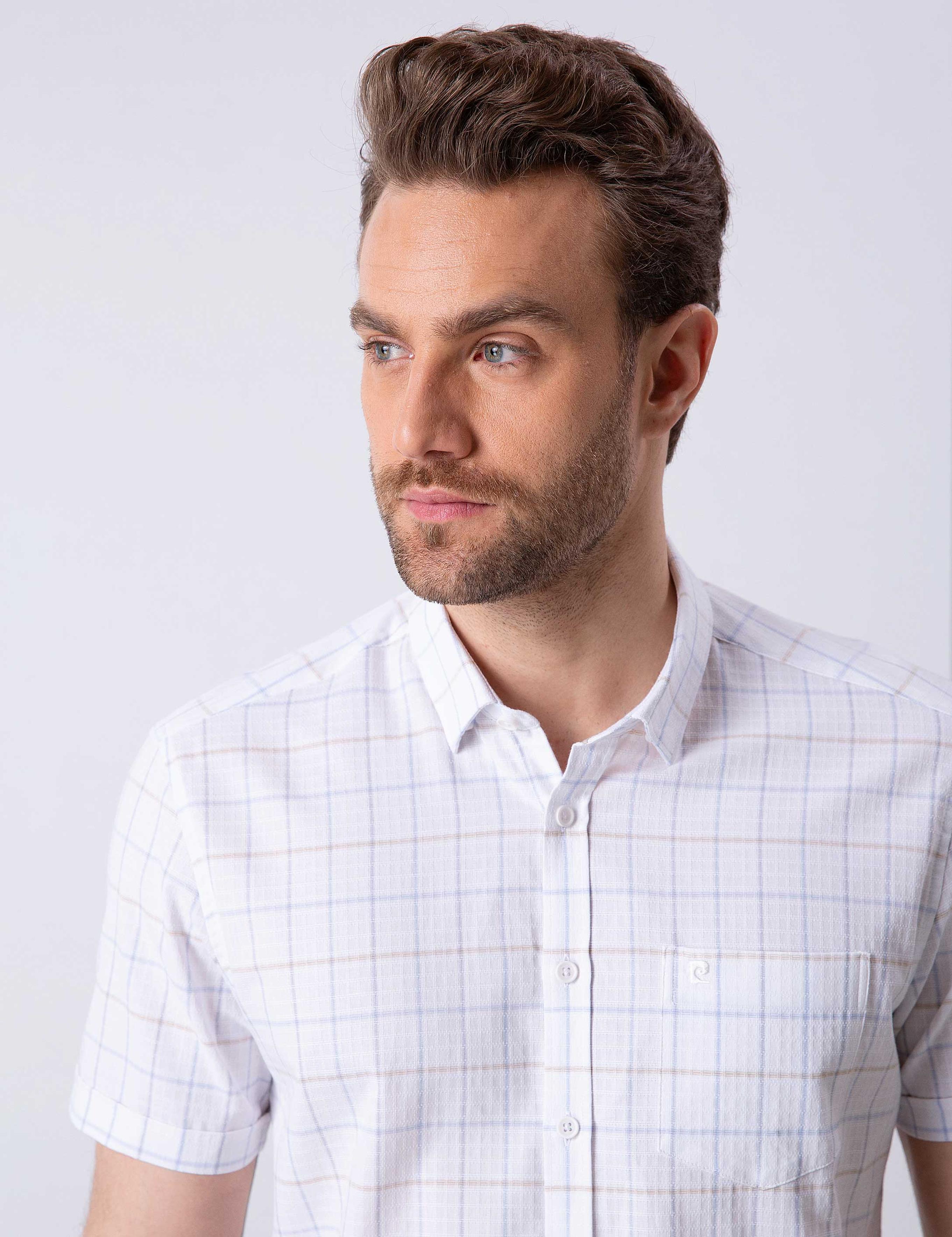 Beyaz Regular Fit Kısa Kollu Gömlek