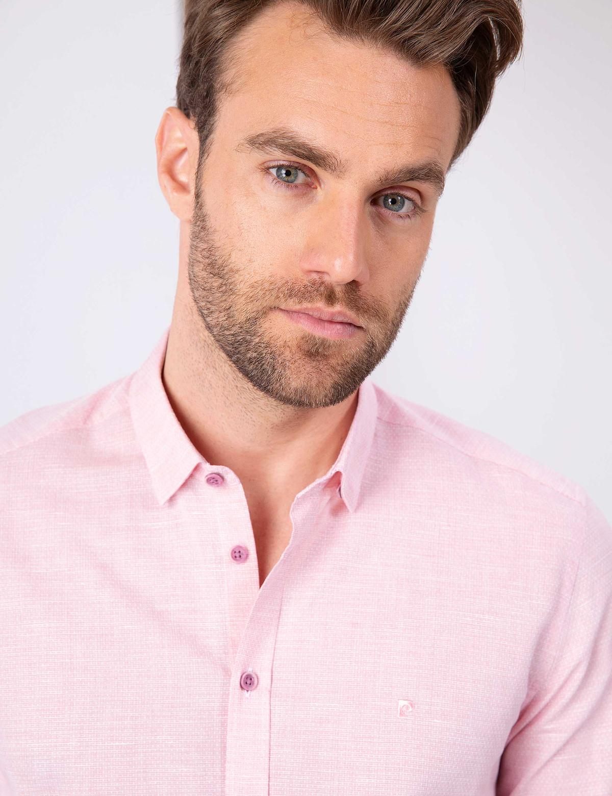 Kırmızı Slim Fit Uzun Kollu Gömlek