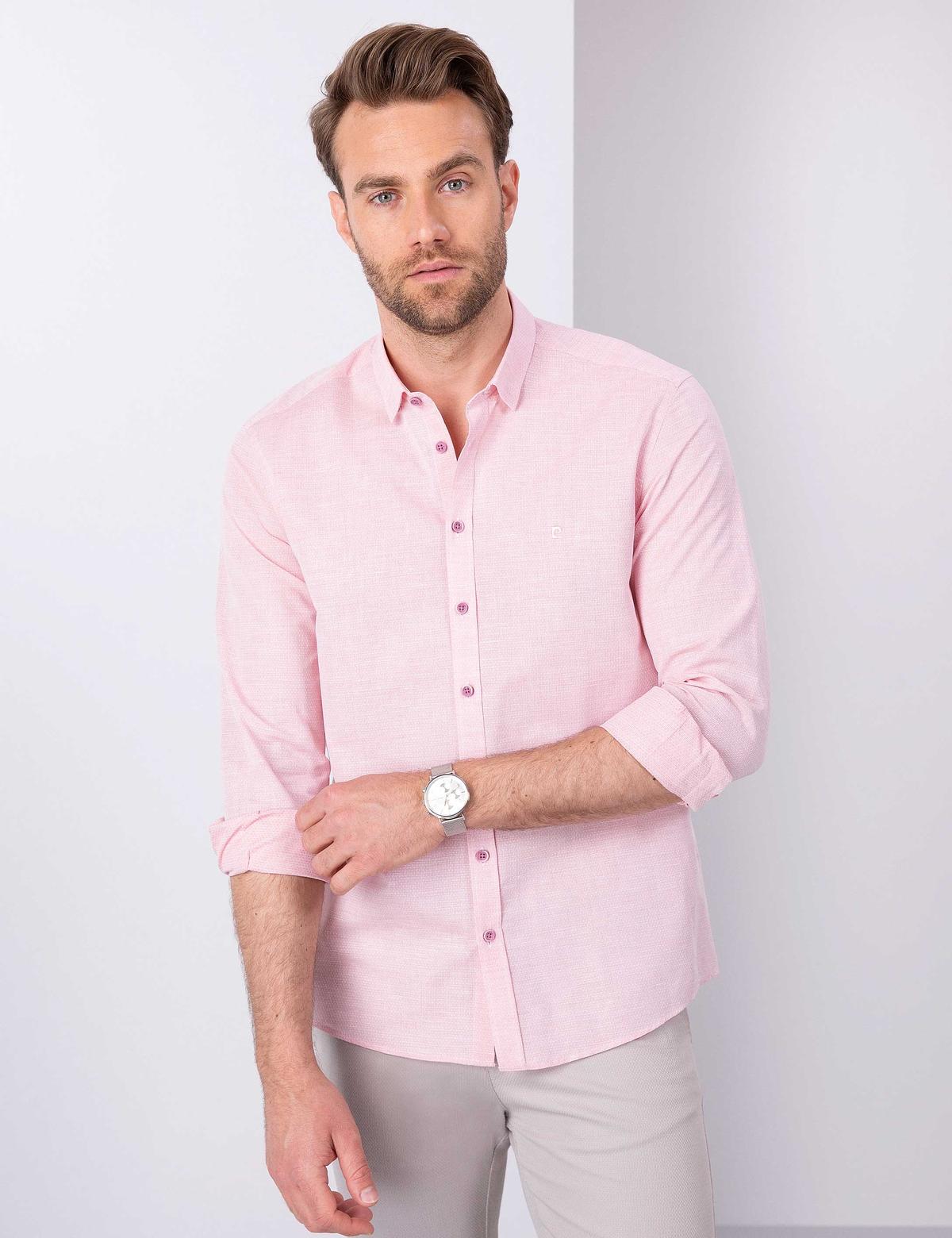 Kırmızı Slim Fit Uzun Kollu Gömlek - 50203447016