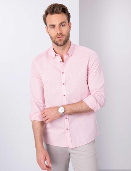 Kırmızı Slim Fit Uzun Kollu Gömlek - 50203447016