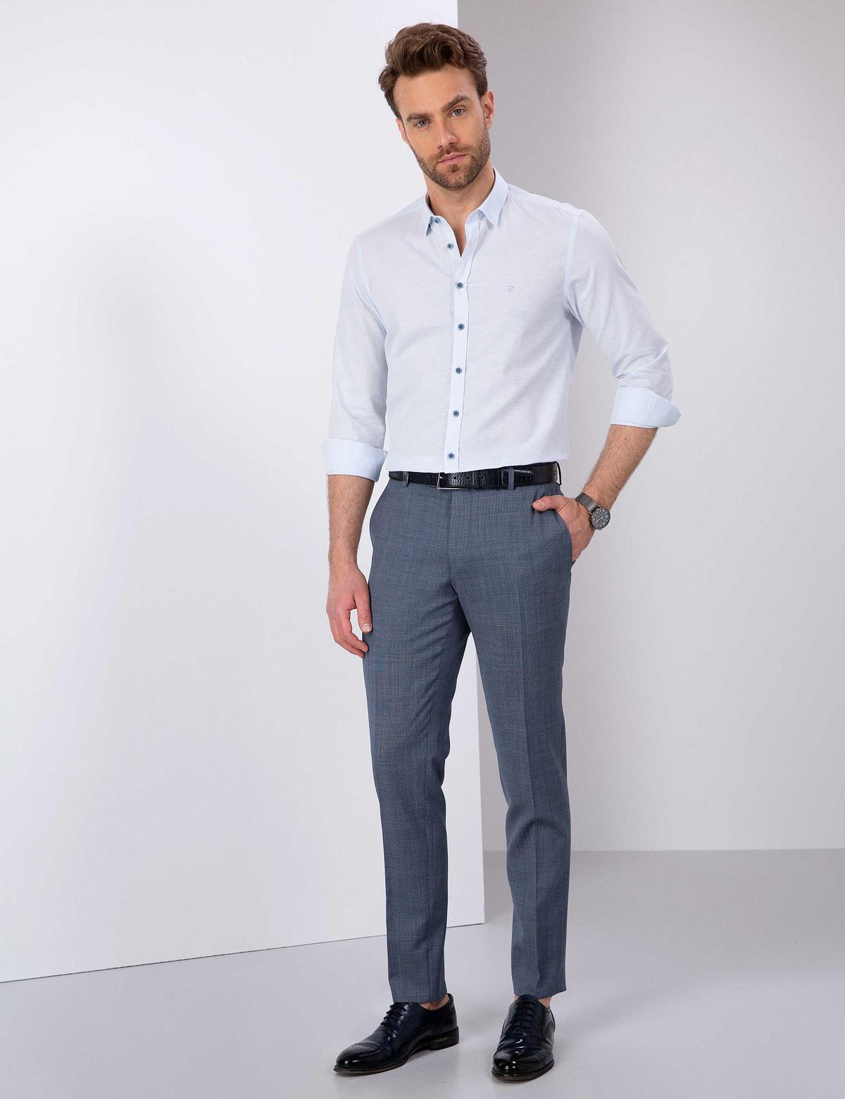 Açık Mavi Slim Fit Uzun Kollu Gömlek - 50203447025