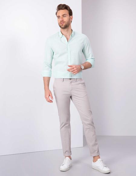 Yeşil Slim Fit Uzun Kollu Gömlek - 50203447032