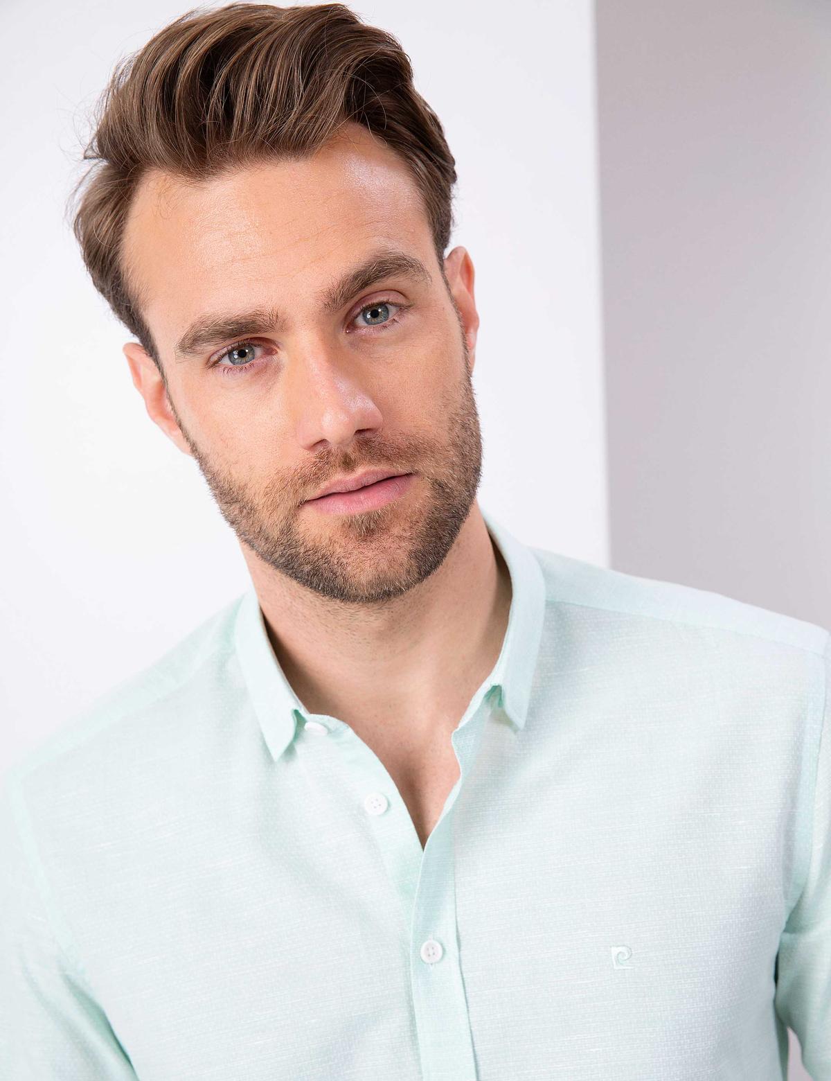 Yeşil Slim Fit Uzun Kollu Gömlek - 50203447032