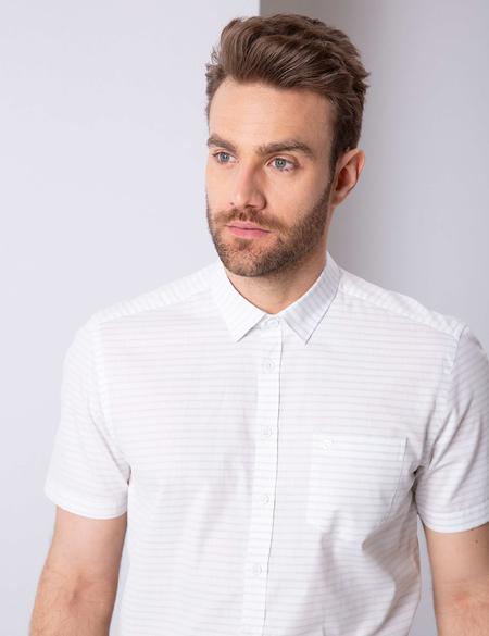 Beyaz Regular Fit Kısa Kollu Gömlek - 50203449005