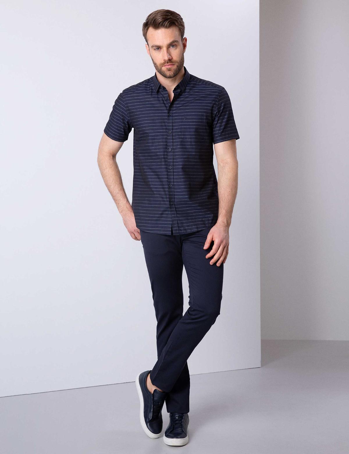 Lacivert Regular Fit Kısa Kollu Gömlek - 50203449016