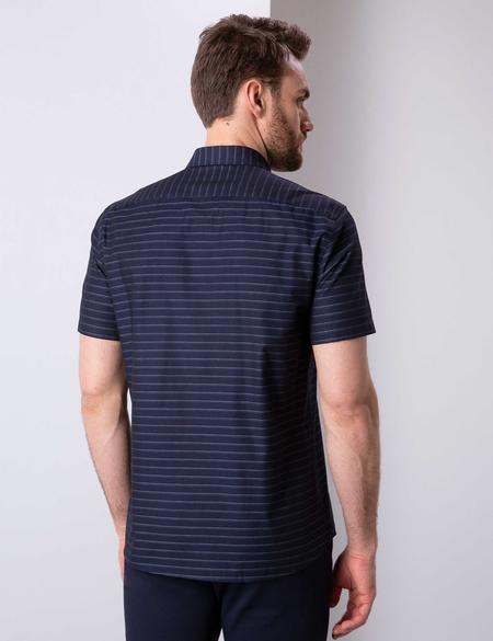 Lacivert Regular Fit Kısa Kollu Gömlek - 50203449016