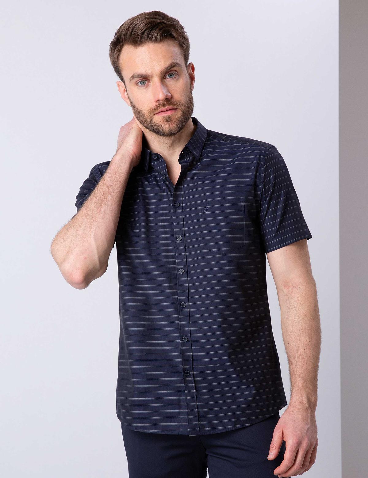 Lacivert Regular Fit Kısa Kollu Gömlek