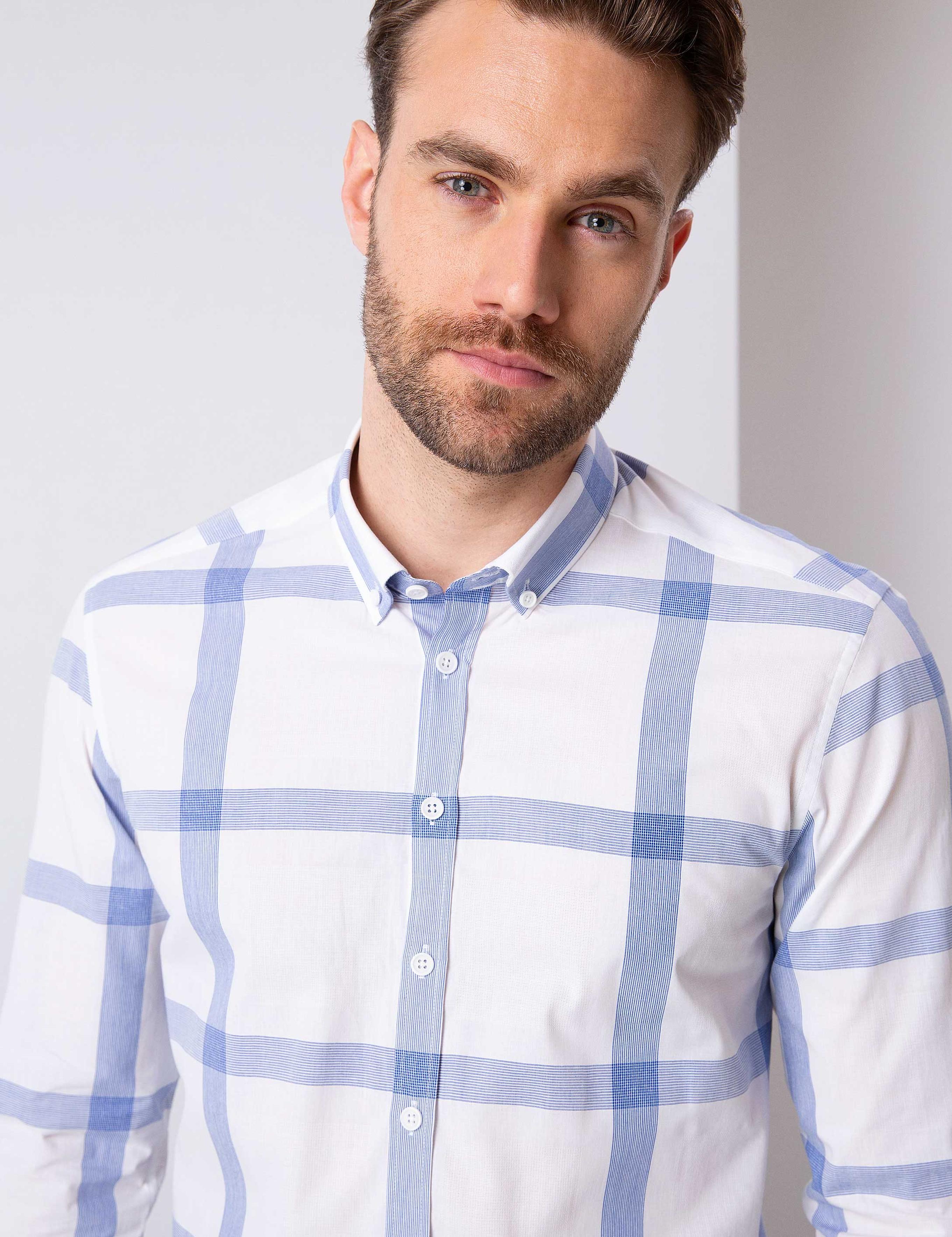 Mavi Slim Fit Uzun Kollu Gömlek