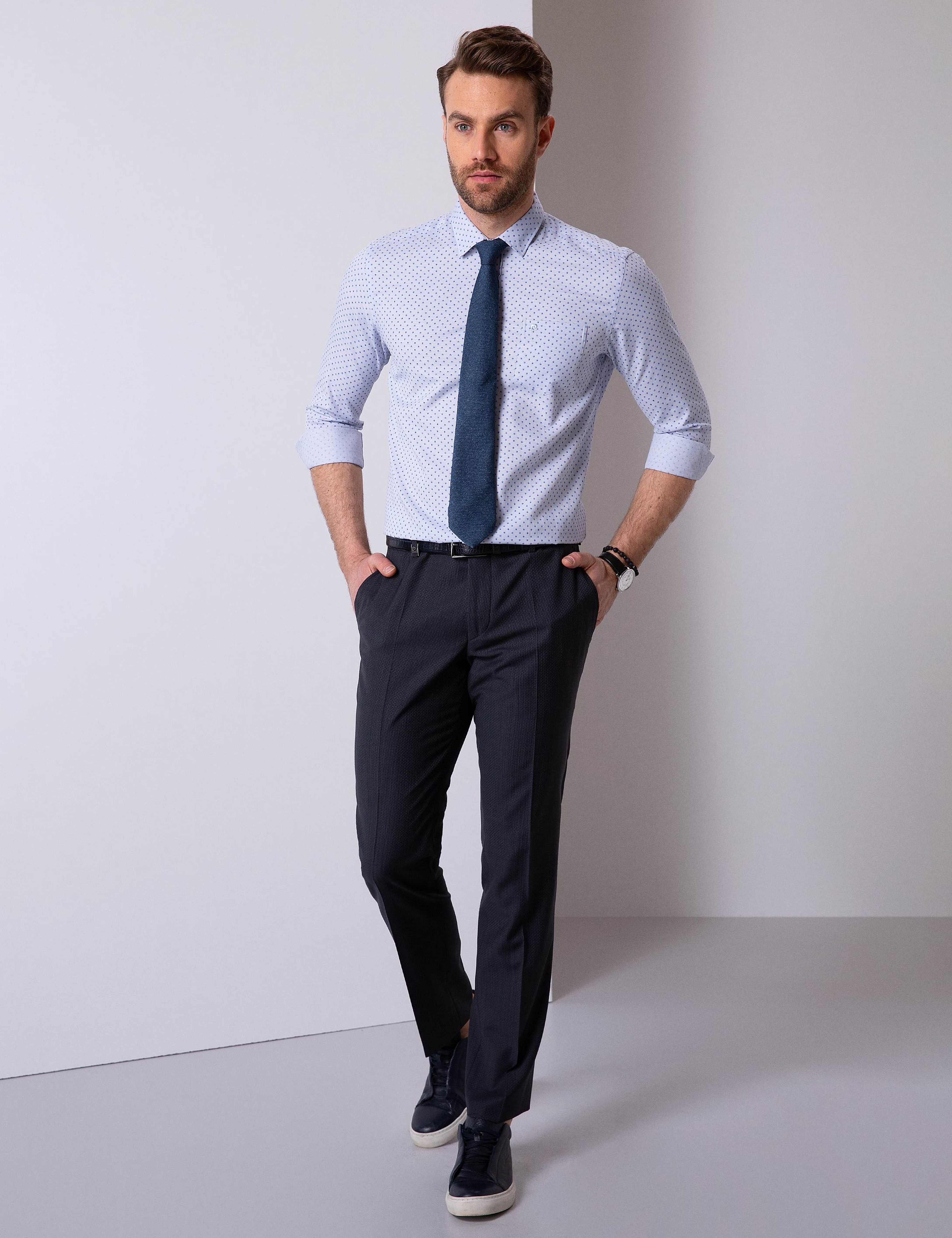 Açık Mavi Regular Fit Uzun Kollu Gömlek - Image 2