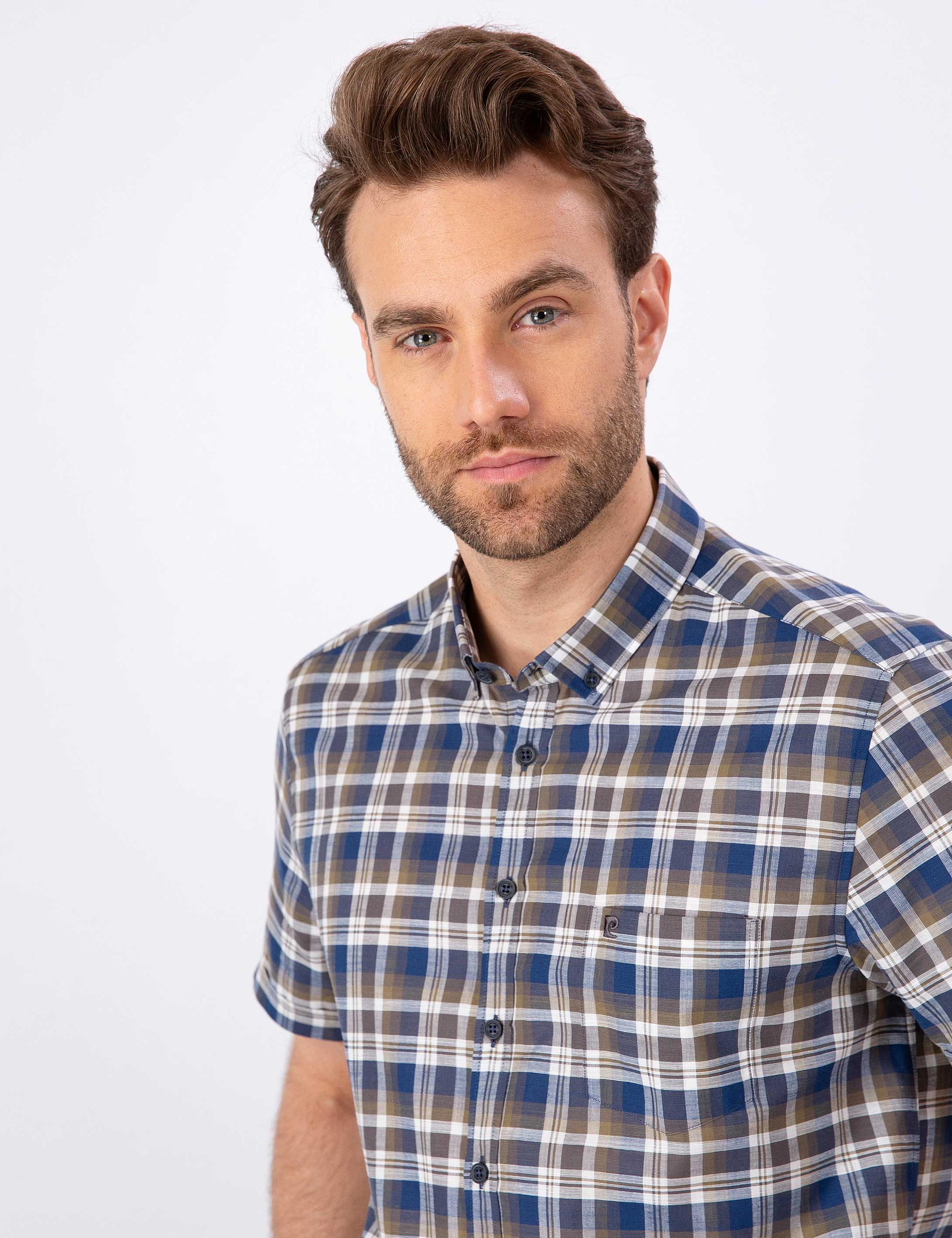 Kahverengi Regular Fit Kısa Kollu Gömlek