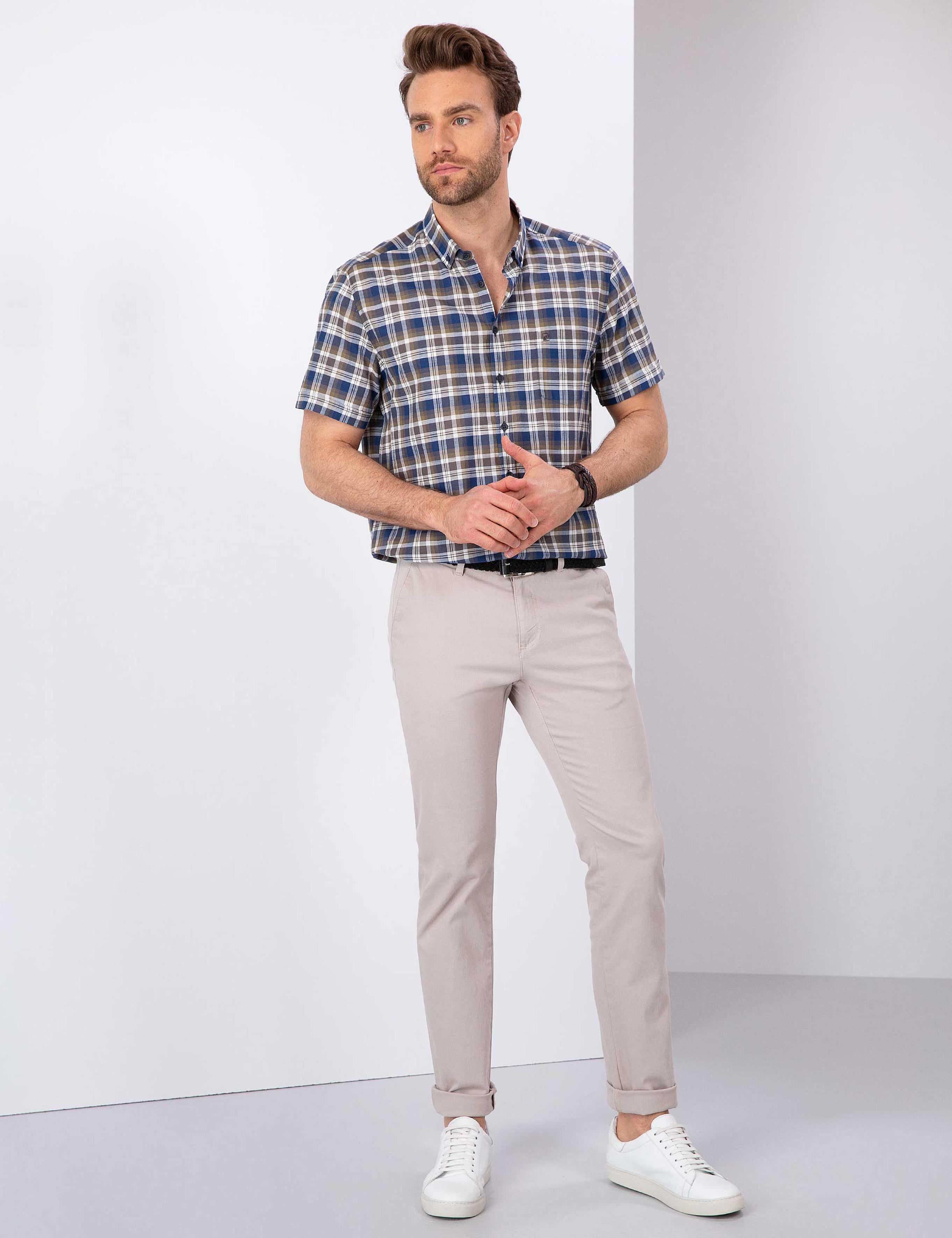 Kahverengi Regular Fit Kısa Kollu Gömlek