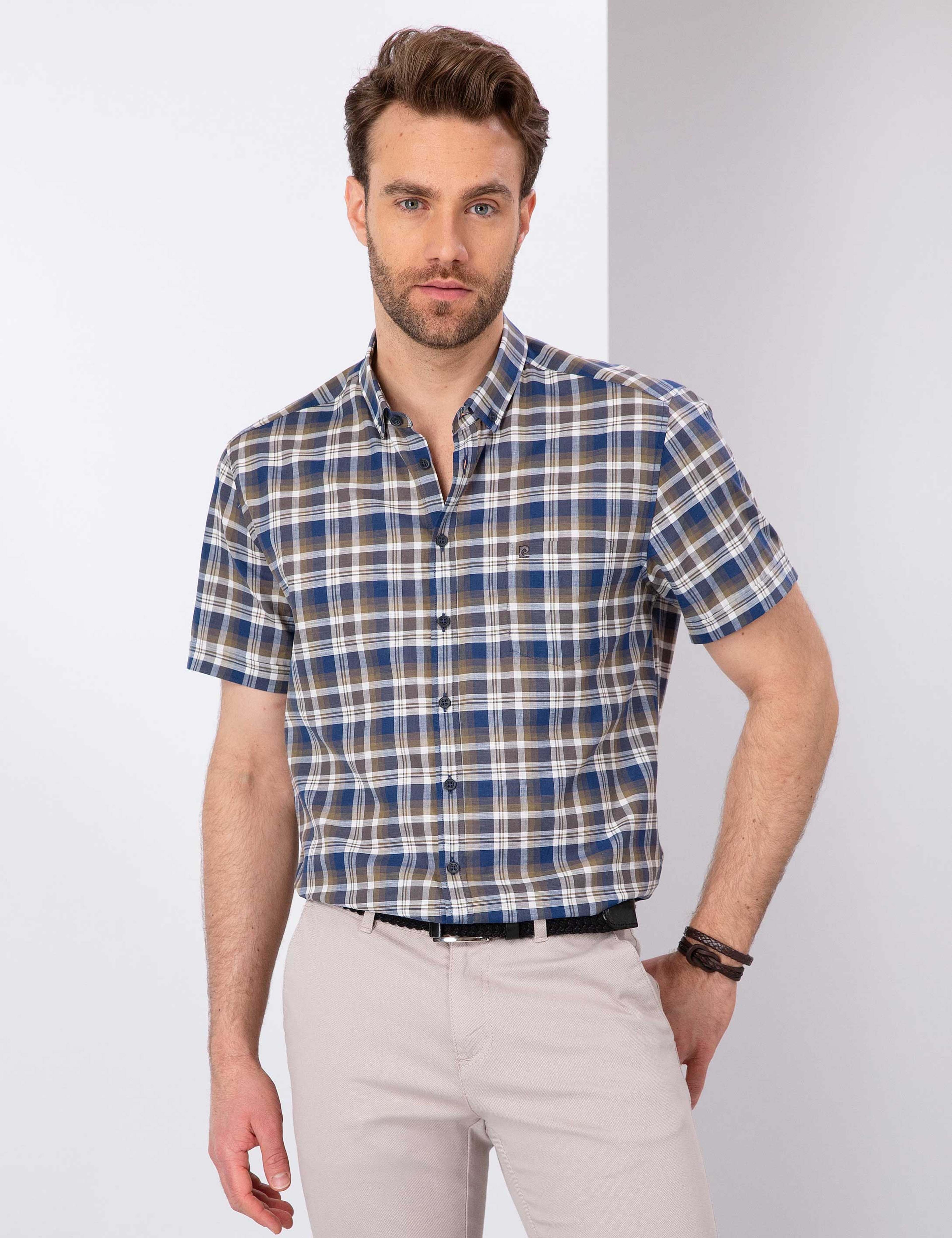 Kahverengi Regular Fit Kısa Kollu Gömlek - Image 1