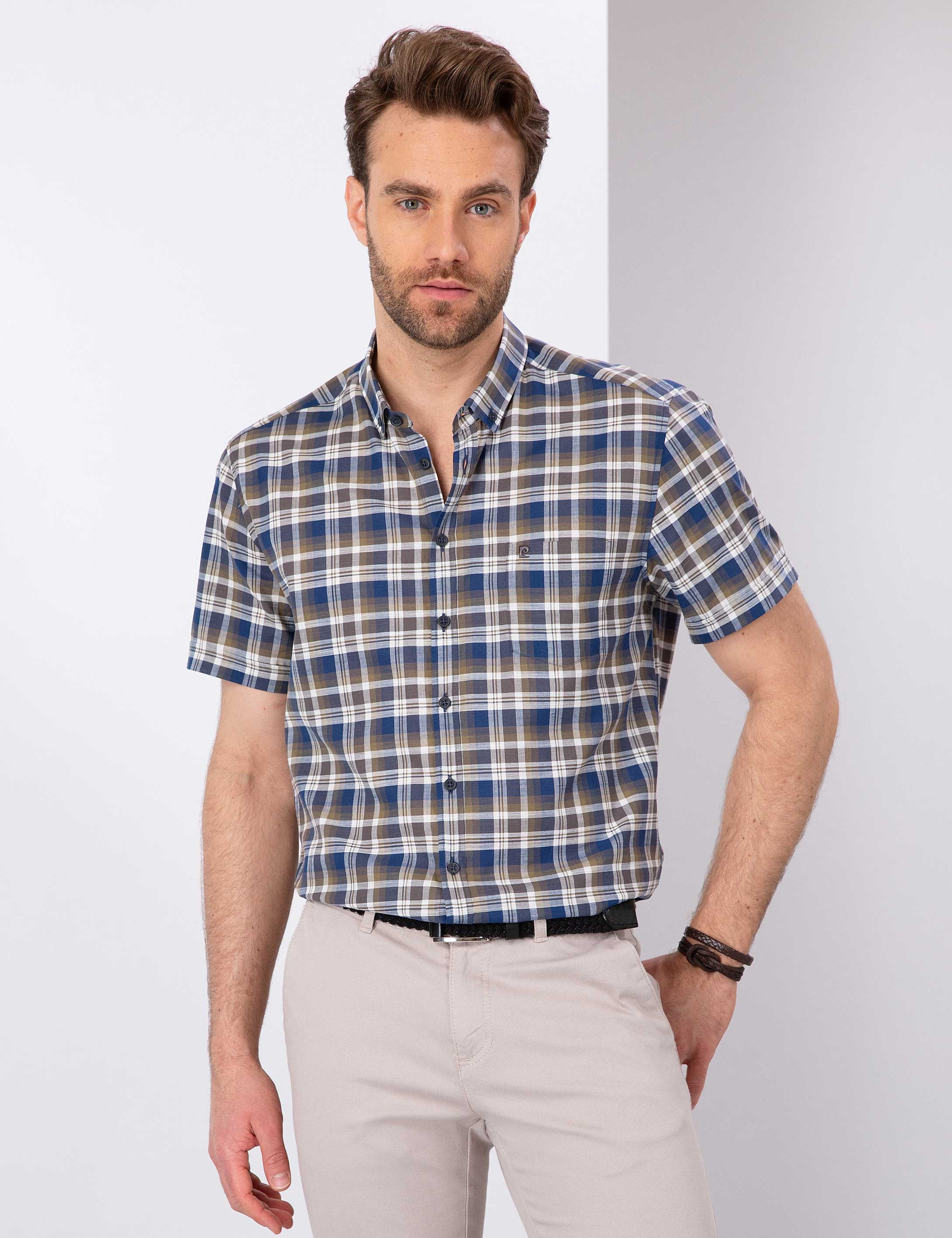 Kahverengi Regular Fit Kısa Kollu Gömlek