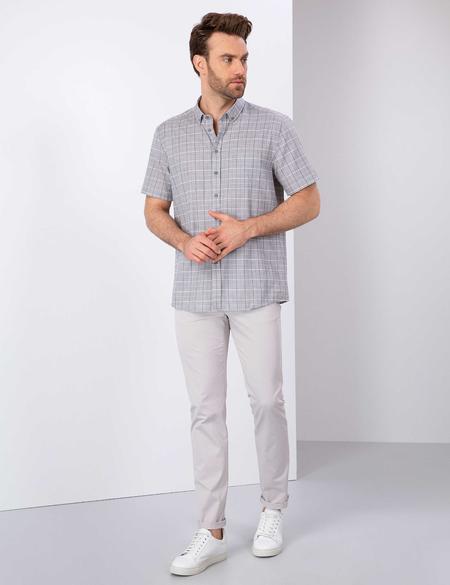 Gri Regular Fit Kısa Kollu Gömlek - 50203459005