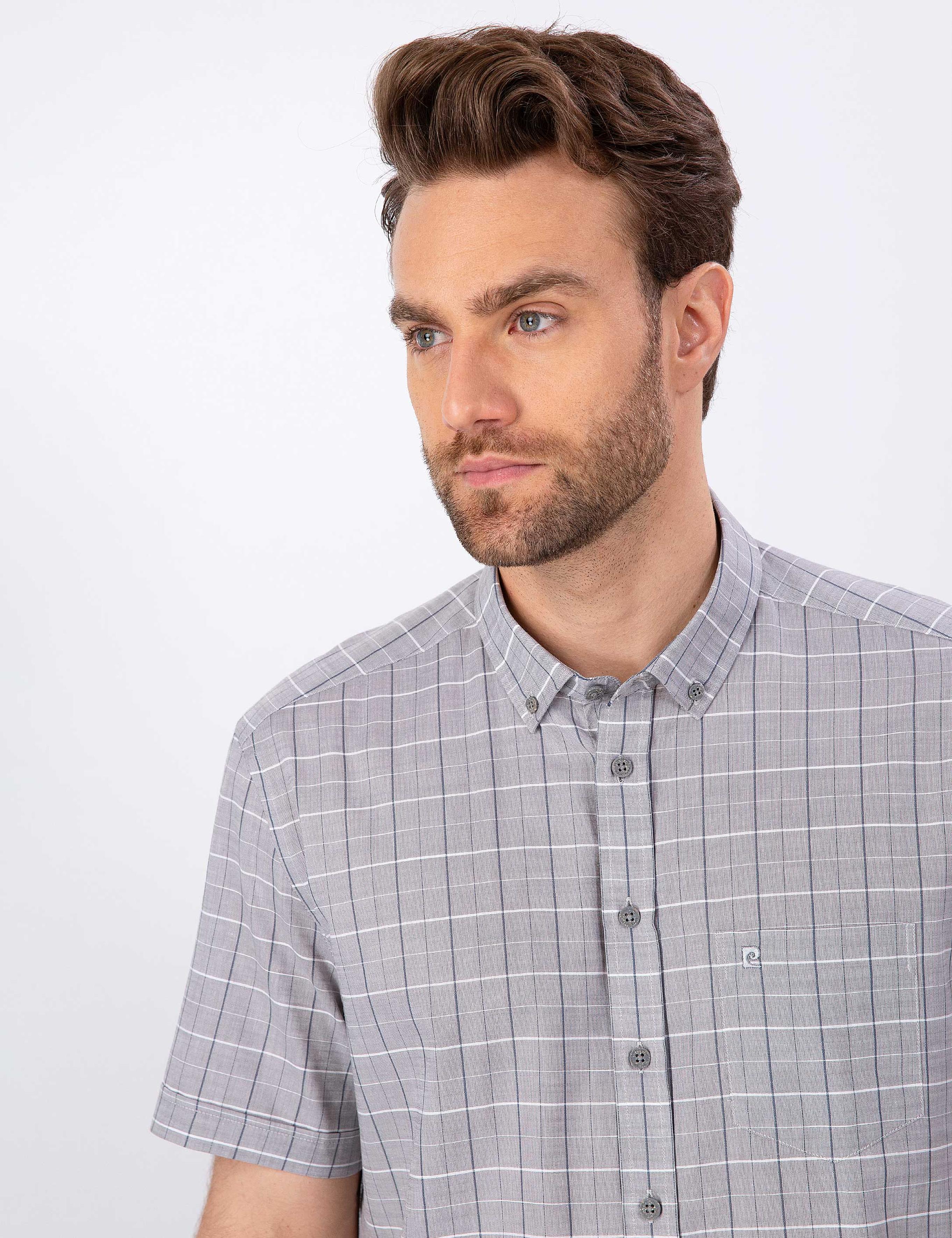 Gri Regular Fit Kısa Kollu Gömlek