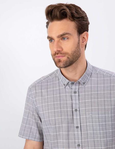 Gri Regular Fit Kısa Kollu Gömlek - 50203459005