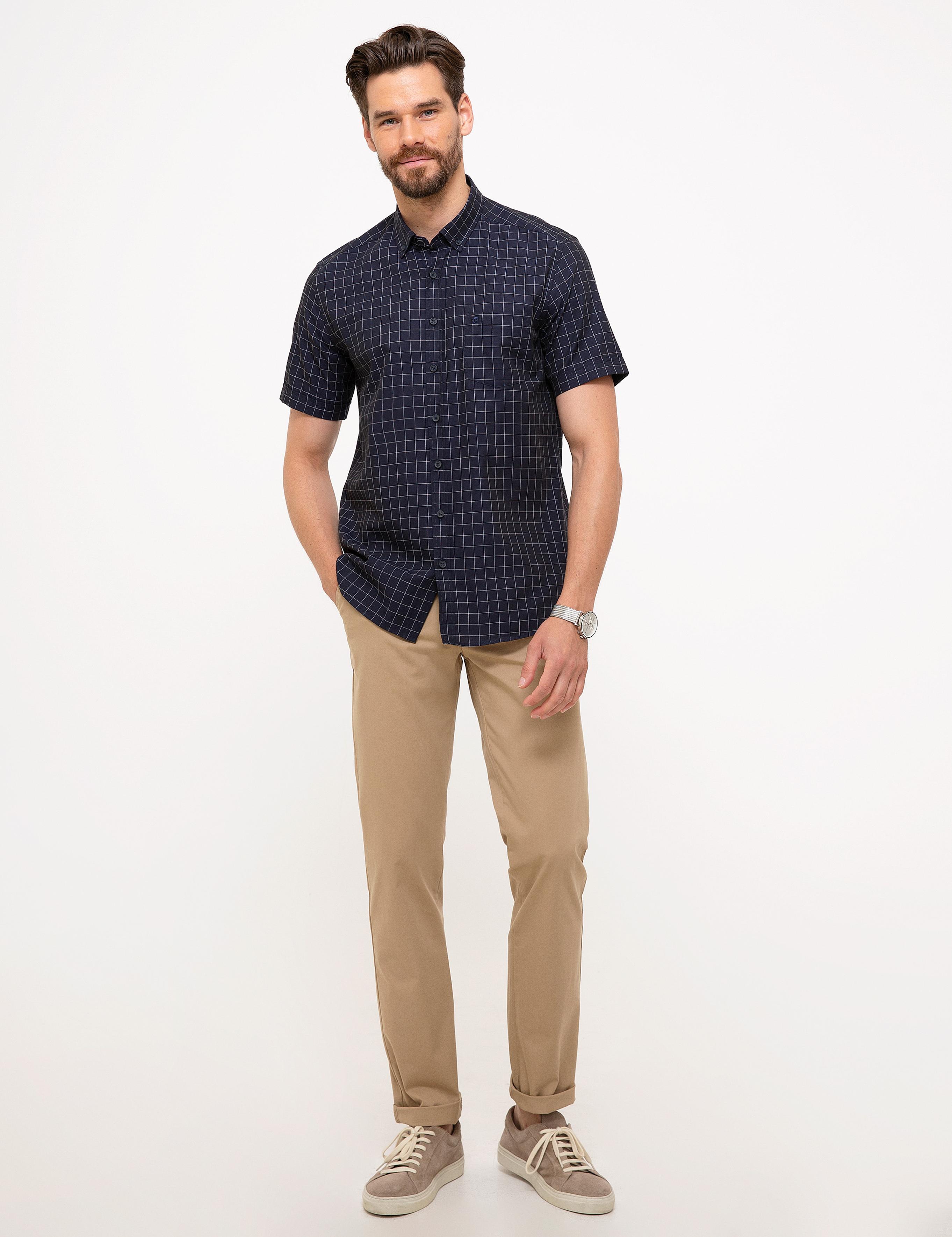 Lacivert Regular Fit Kısa Kollu Gömlek