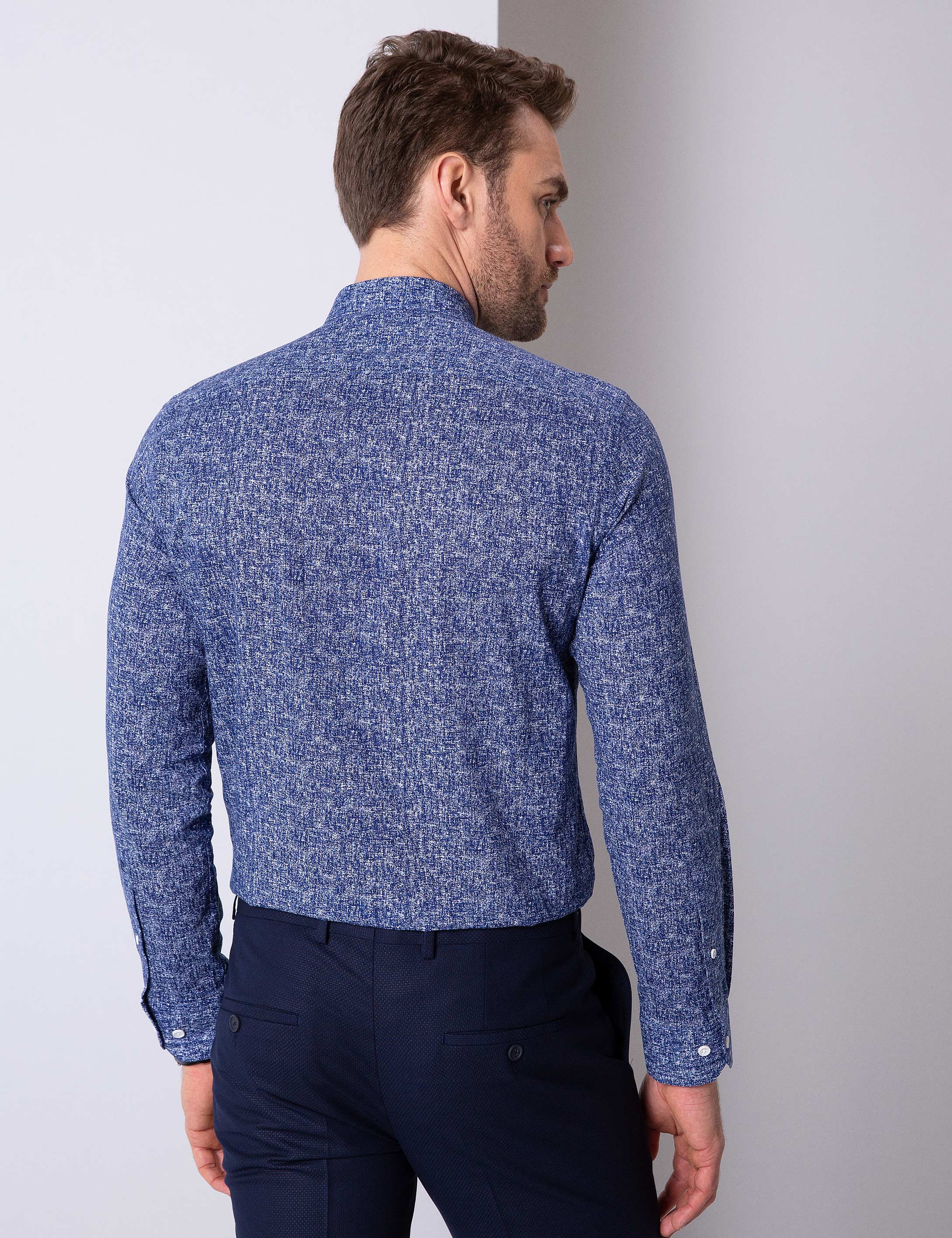 Mavi Slim Fit Uzun Kollu Gömlek - Image 3