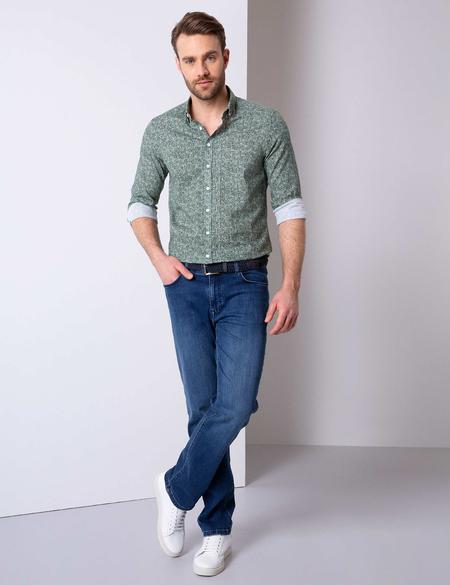 Yeşil Slim Fit Uzun Kollu Gömlek - 50203464058