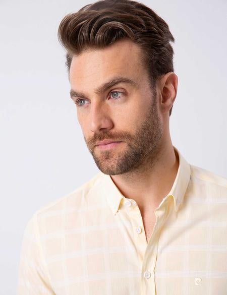 Sarı Slim Fit Uzun Kollu Gömlek - 50203468006