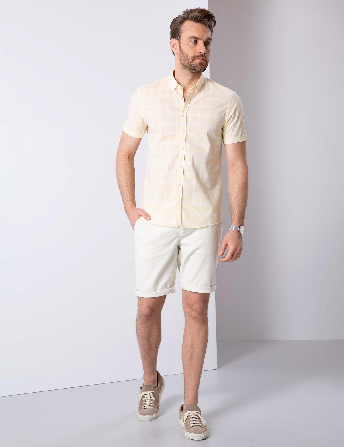 Sarı Slim Fit Uzun Kollu Gömlek - 50203468006