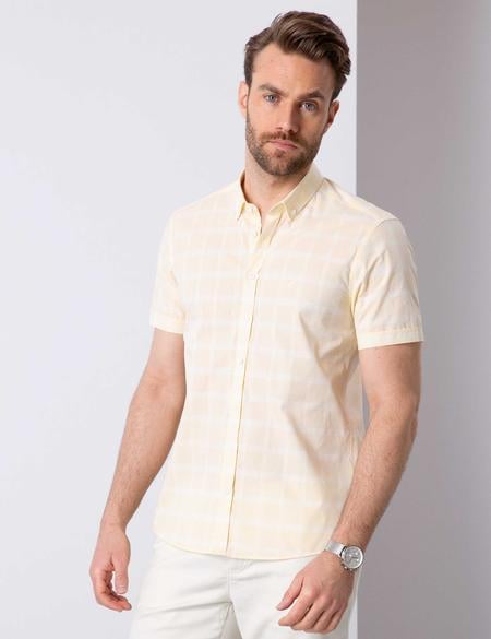 Sarı Slim Fit Uzun Kollu Gömlek - 50203468006