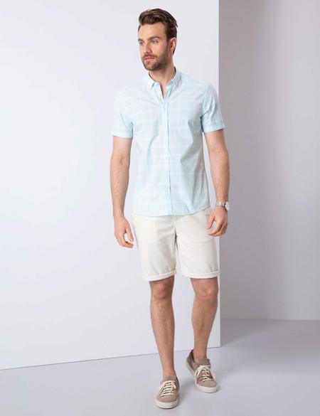 Su Yeşili Slim Fit Uzun Kollu Gömlek - 50203468024