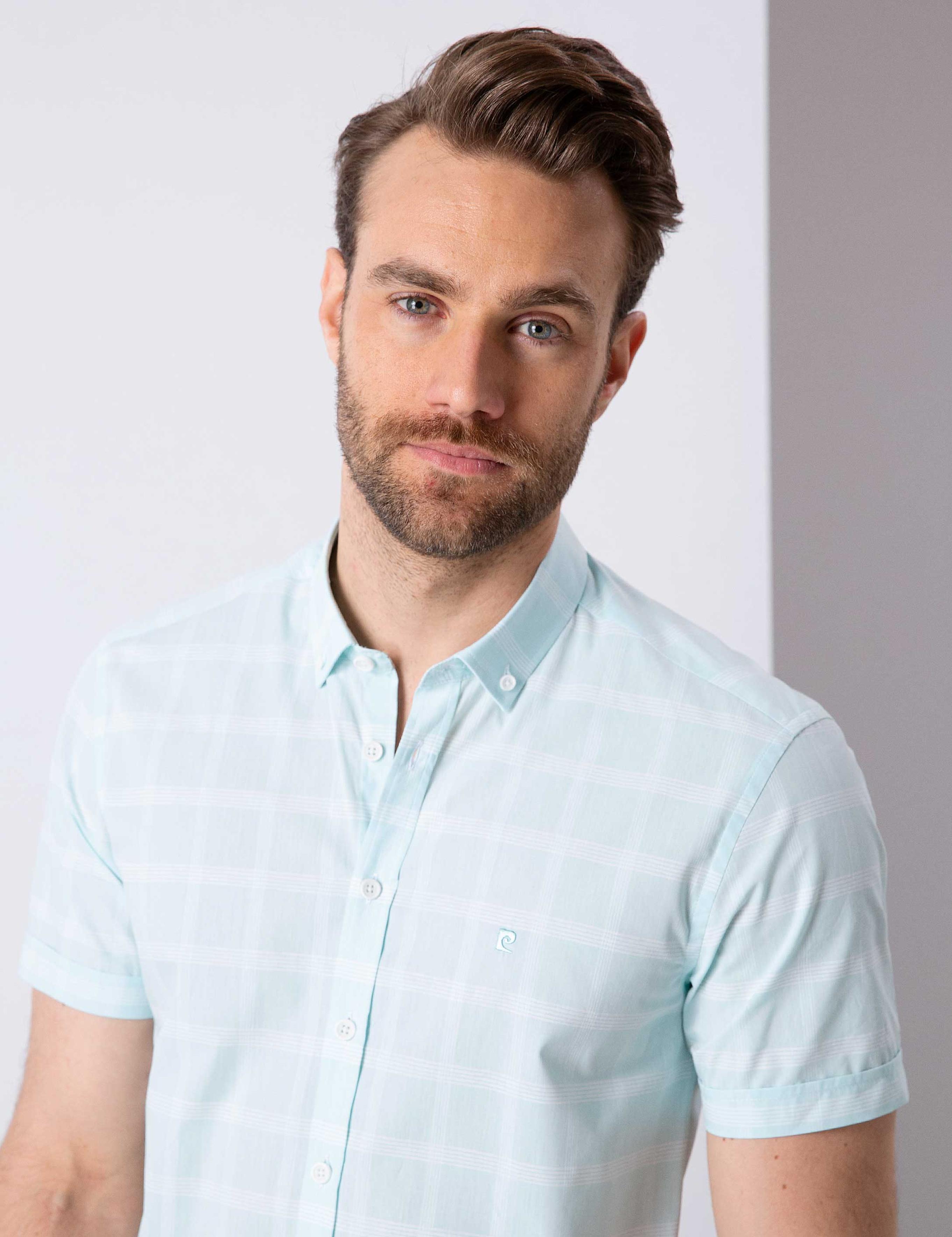 Su Yeşili Slim Fit Uzun Kollu Gömlek